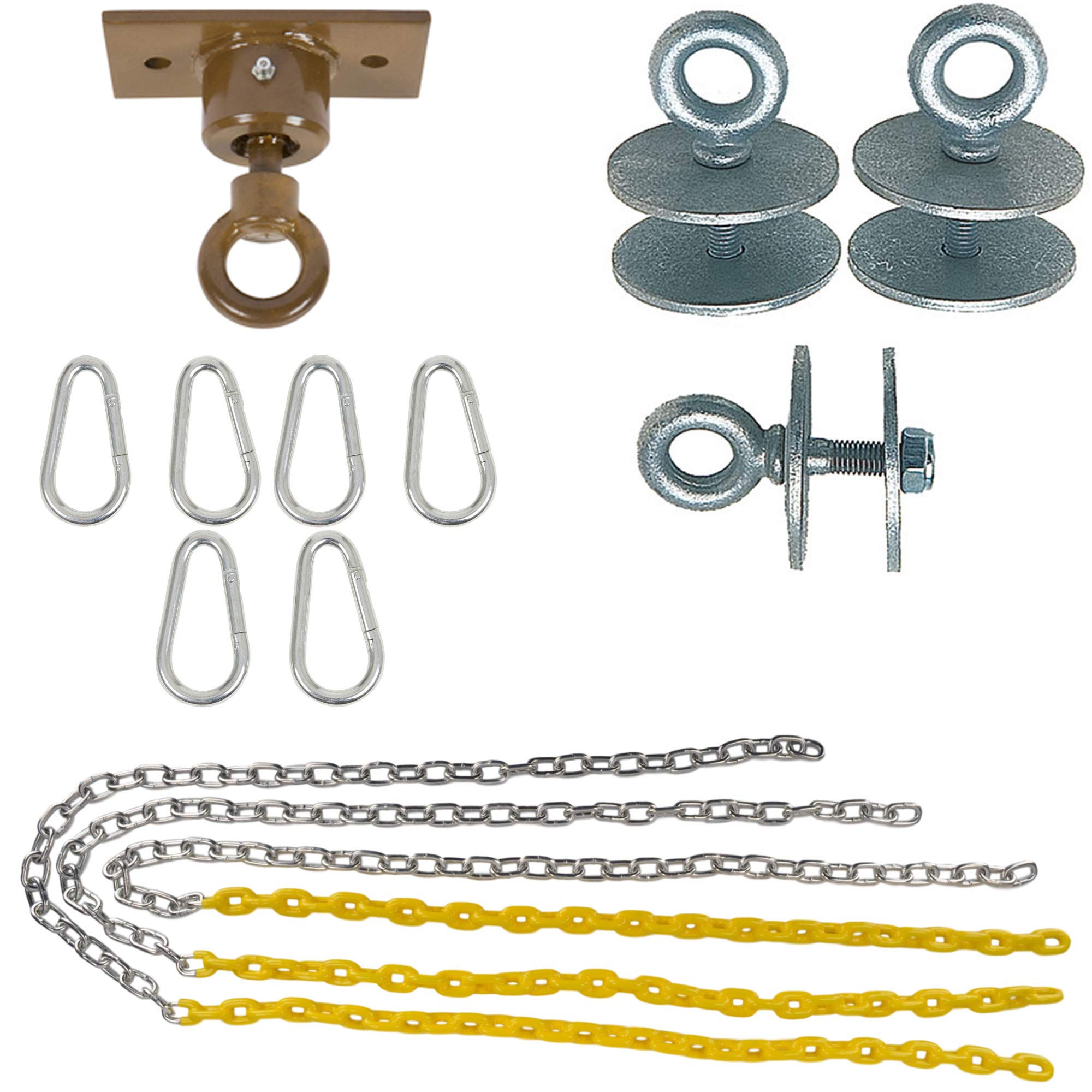 Light Duty Tire Swivel Kit for Swing Sets - Yellow | Heavy Duty 360° Rotation | Easy Installation | Includes SSS Logo Sticker | Perfect for Backyard Playgrounds, Parks & Outdoor Recreation
