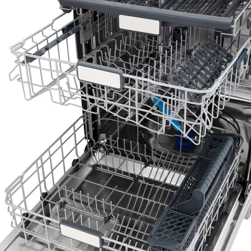 ZLINE Autograph Edition 24 Inch Monument Series 3rd Rack Tall Tub Dishwasher - Custom Panel Ready with Polished Gold Handle, Ultra Quiet 45dBa (DWMTZ 24 G) - Perfect for Modern Kitchens and Open Concept Homes
