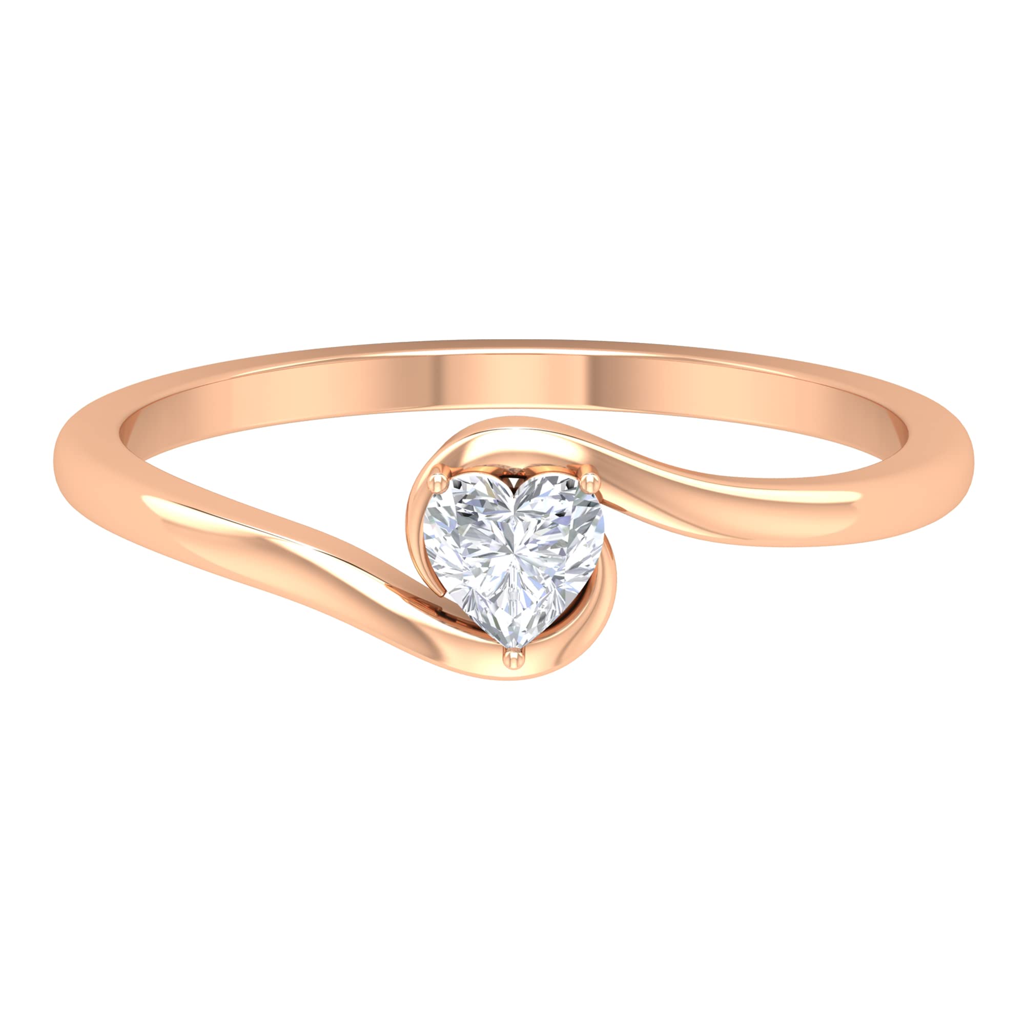 1/4 Carat Heart-Shaped Moissanite Solitaire Ring for Women - 14K Solid Gold Bypass Engagement Ring - Perfect for Proposals, Anniversaries & Special Occasions