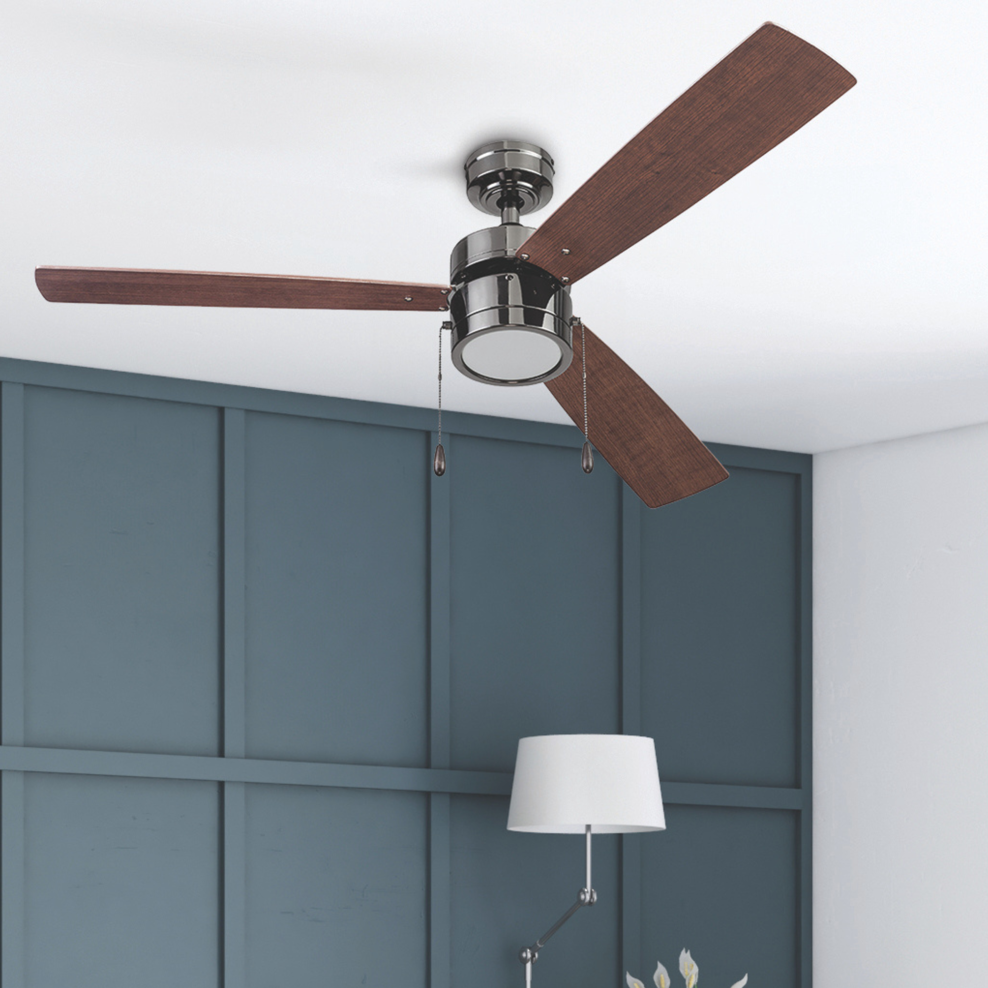 52 Inch Madrona Ceiling Fan with Pull Chain - Painted Gun Metal Finish - Ideal for Living Room, Bedroom & Outdoor Spaces