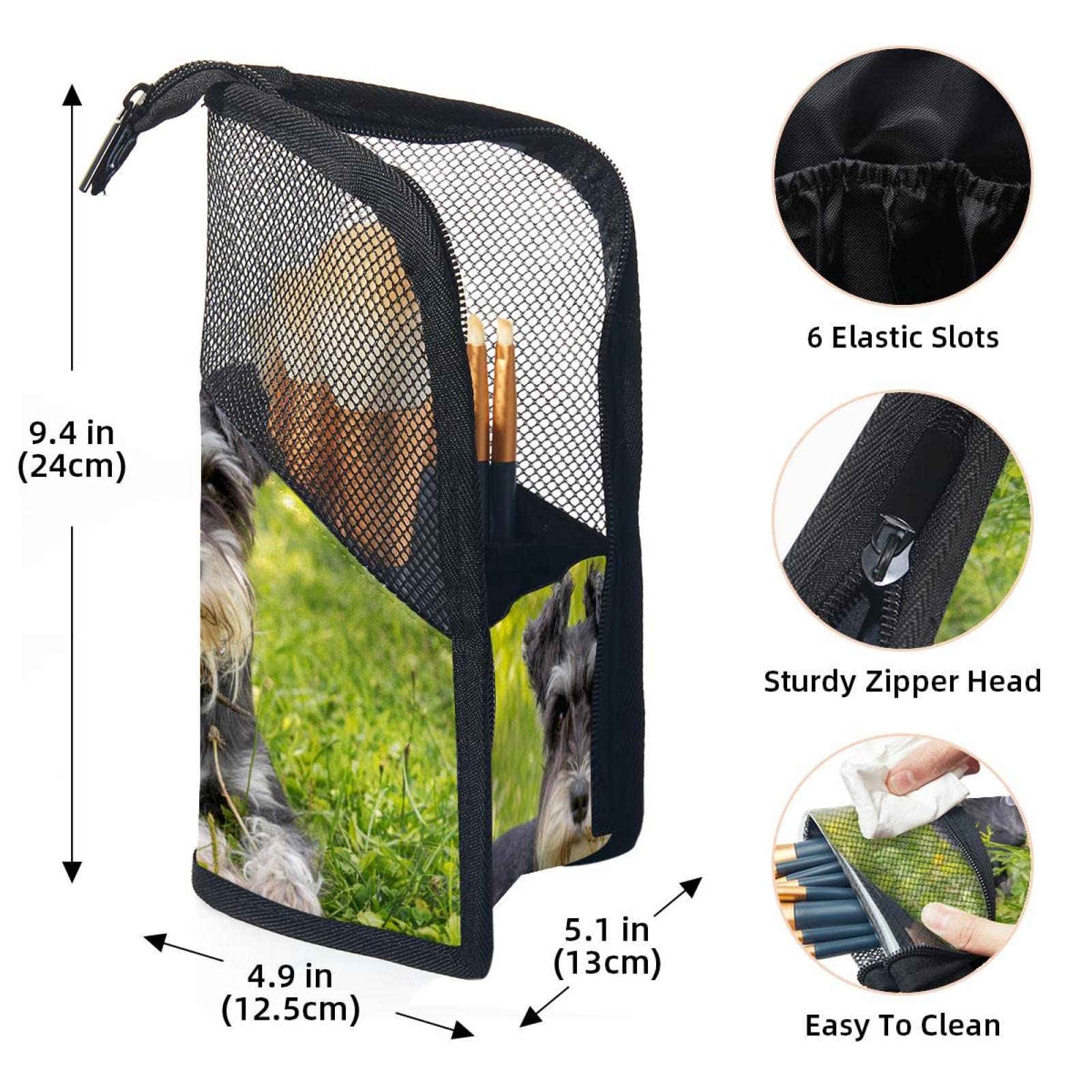 12-Piece Makeup Brush Organizer Bag with Cute Dog Grassland Design - Portable Travel Cosmetic Brush Holder Case for Professional Artists & Beginners - Perfect for Home, Travel, and Salon Use
