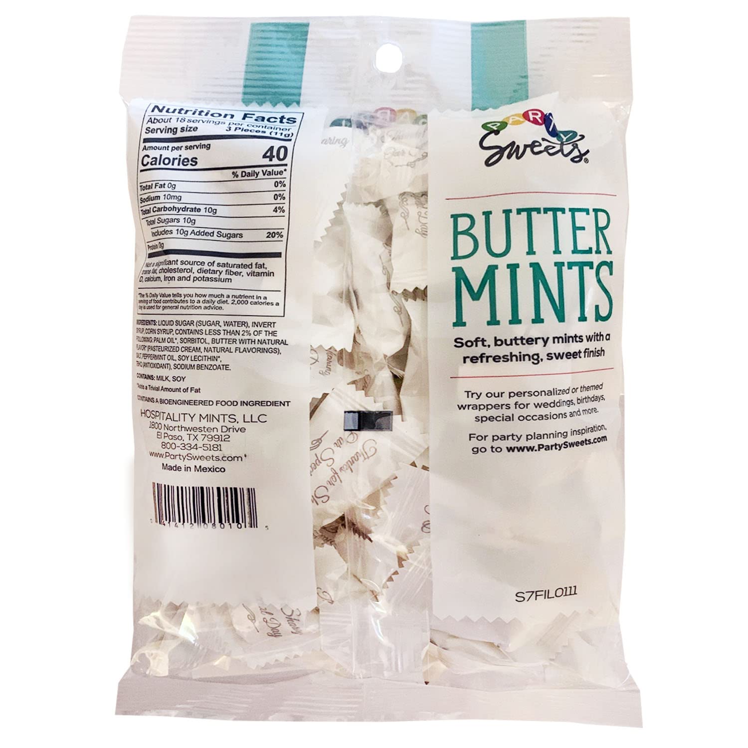Wedding Buttermints by Party Sweets - 7-Ounce Bags (Pack of 6) | Perfect for Bridal Showers, Receptions & Candy Buffets