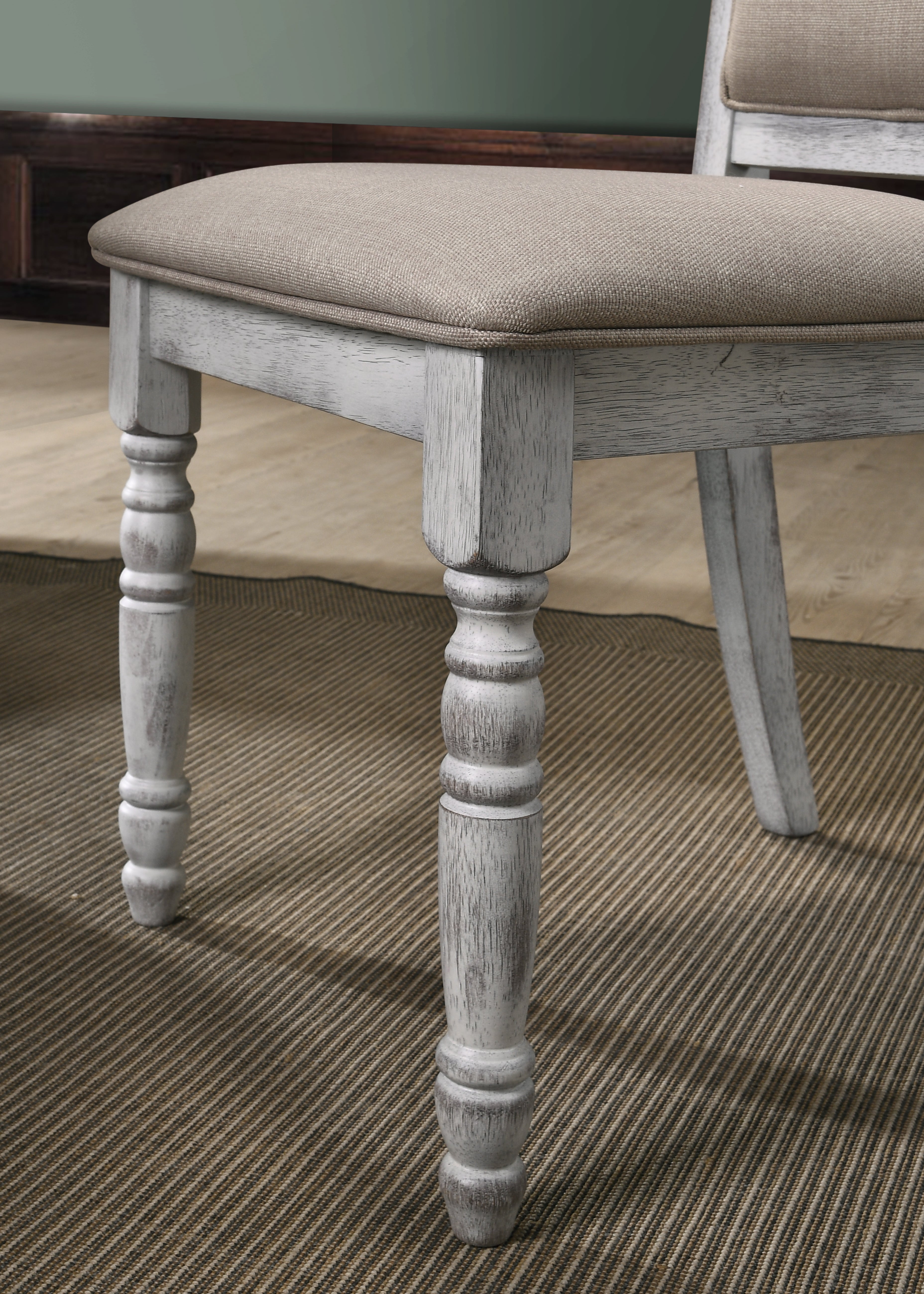 Roundhill Furniture Salines 7-Piece Dining Room Set - Rustic White Oak Table with 6 Upholstered Chairs | Perfect for Farmhouse Kitchens, Dining Rooms & Outdoor Entertaining