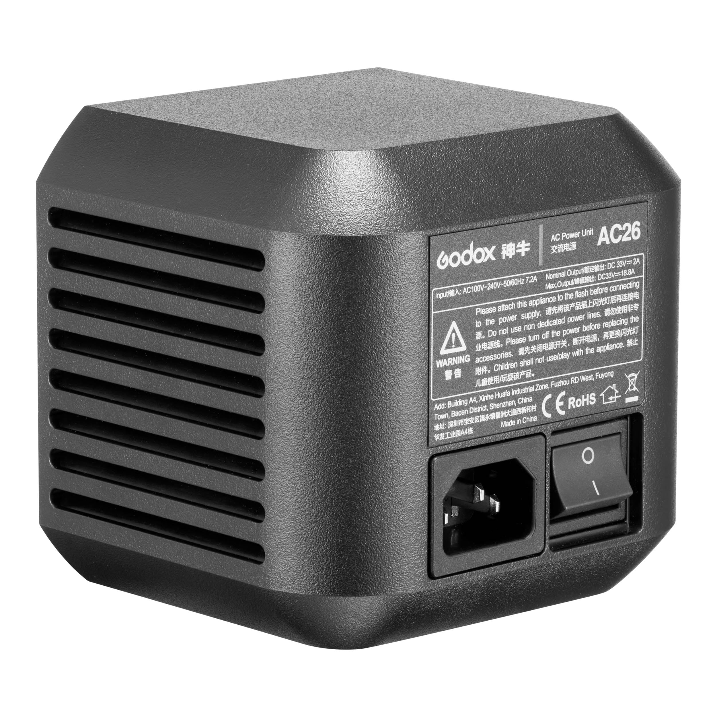 Godox AD600Pro AD600ProII PiXAPRO CITI600Pro AC26 Power Adapter - Replacement Mains Charger for Studio Flash - Perfect for Photography Lighting & On-Location Shoots