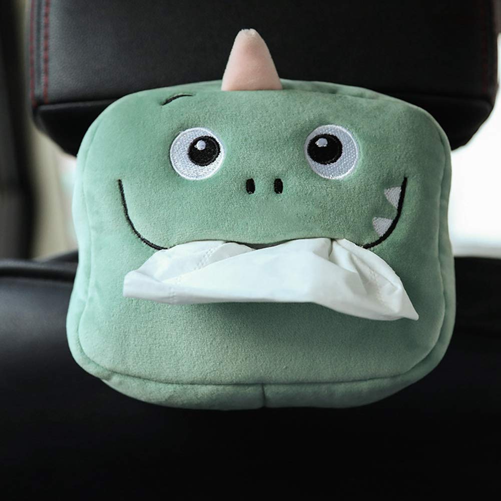 Creative Car Tissue Box Holder - Cute Cartoon Multifunctional Hanging Tissue Dispenser for Car, Auto Napkin Organizer with Storage Pocket (Perfect for Road Trips & Daily Commute) #B