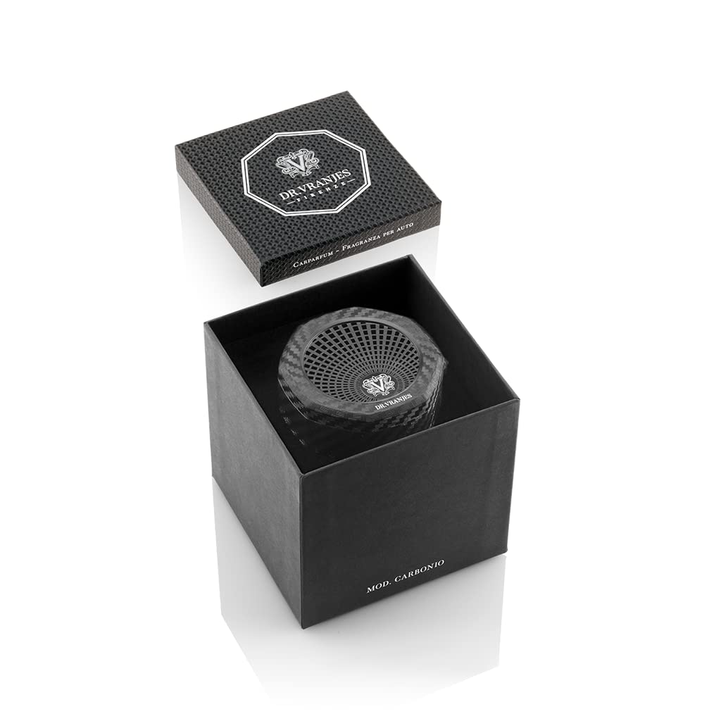 Dr. Vranjes Carbon Fiber Carparfum & Rosso Nobile Refill - Refillable Car Air Freshener - Luxury Car Fragrance for Home, Office, and Travel