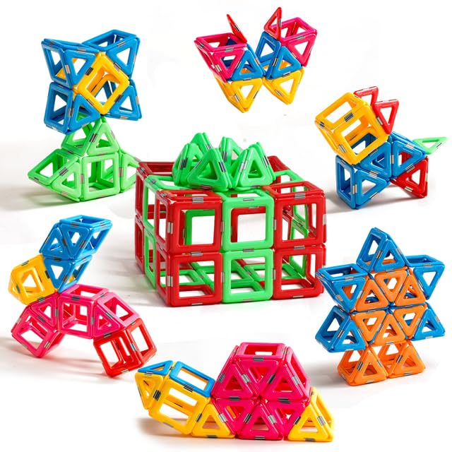 idoot Magnetic Building Tiles Blocks - STEM Educational Toys for Kids Ages 3+, Toddler Learning Activities & Creative Play - Perfect for Birthday Gifts, Classroom STEM Projects & Indoor Family Fun