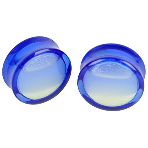 Davitu 8-25mm Glow in The Dark Acrylic Ear Tunnel Plugs - Body Jewelry for Stretching & Piercing - Blue Metal with 12mm Liquid Sand Design - Perfect for Nightlife, Concerts & Alternative Fashion