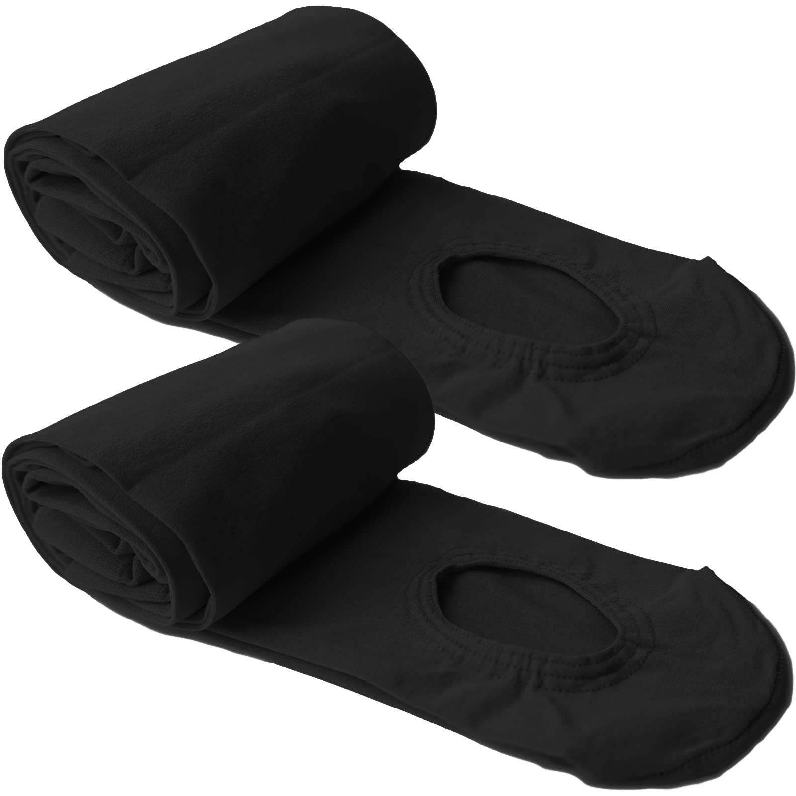 Black Footless Dance Tights for Women & Girls - 70 Denier Opaque Ballet Tights with Convertible Stirrup - 2 Pairs Pack - Perfect for Ballet, Yoga, and Dance Performances
