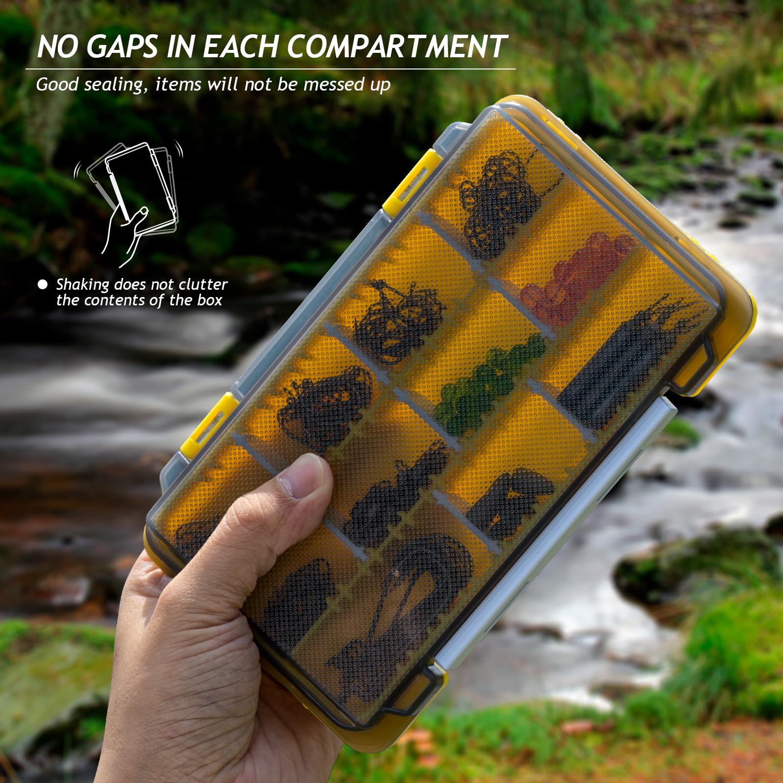**QualyQualy 2-Pack Small Fishing Tackle Box Organizer with Removable Dividers – Durable Plastic Storage Box for Fishing Gear (Yellow) – Perfect for Anglers, Camping & Outdoor Adventures**