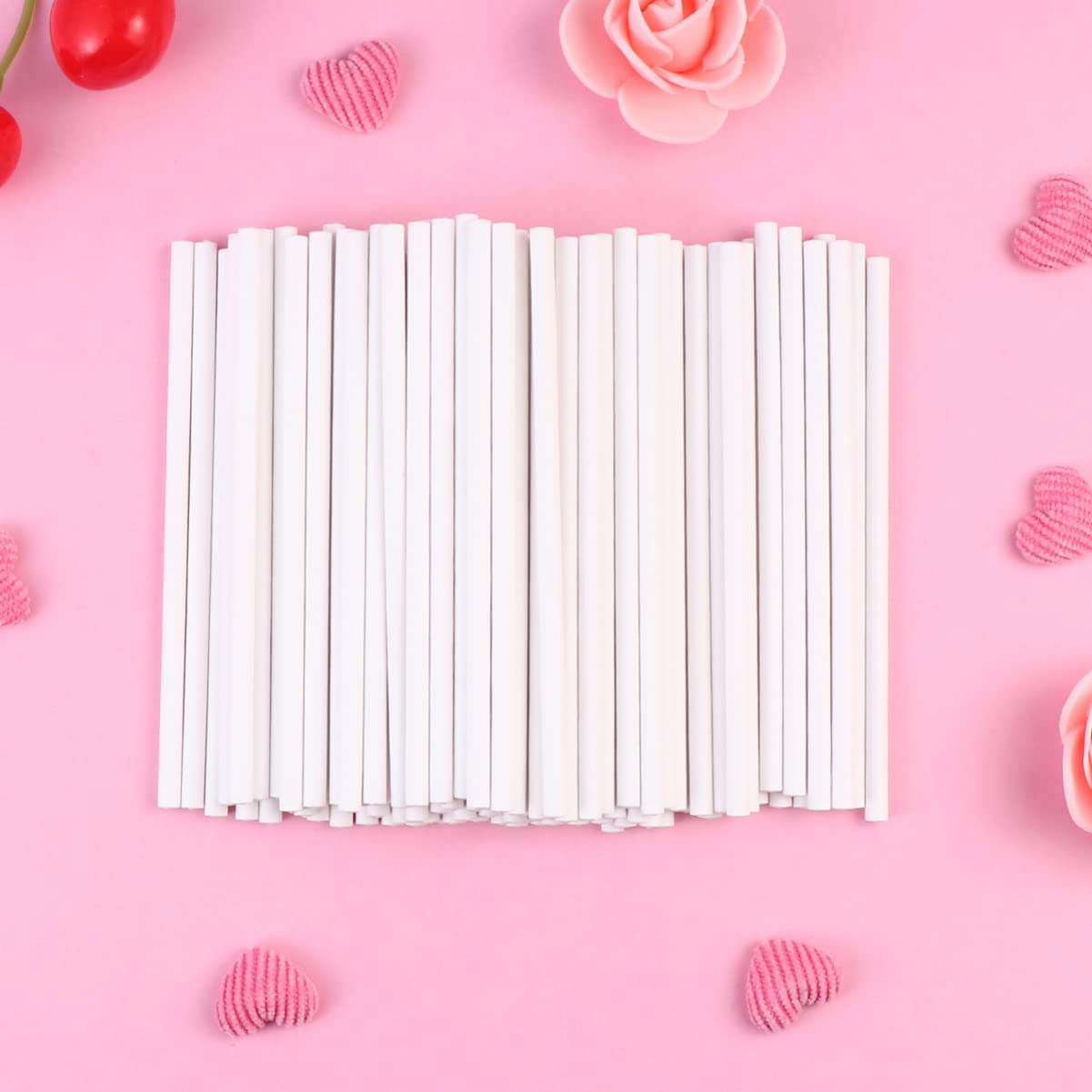 Luxshiny 100pcs White Candy Lollipop Sticks for Cupcake Decor & Party Treats
