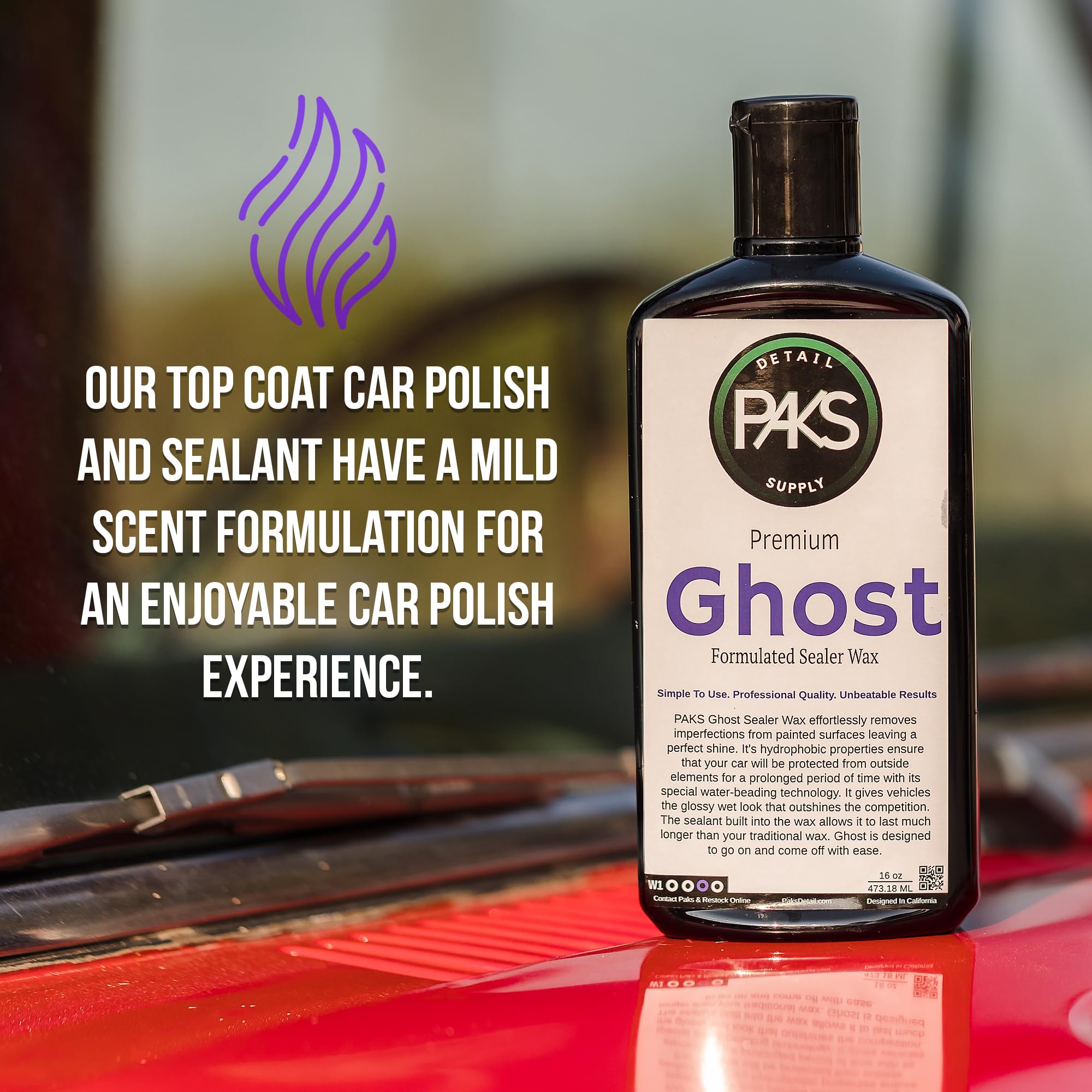 Paks Professional Grade Ghost Synthetic Sealant Auto Wax - 16oz Long Lasting UV Protection Car Paint Sealant & Finnish Enhancer | Perfect for Car Detailing, Showroom Shine & Vehicle Protection