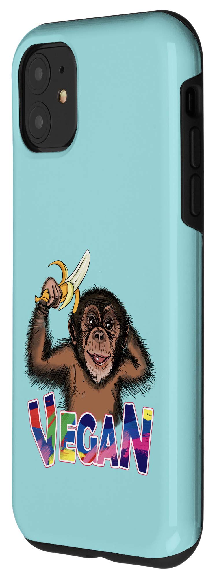 Funny Vegan Monkey with Banana iPhone 11 Case - Cute Protective Phone Cover for Apple iPhone 11 - Perfect for Animal Lovers & Eco-Friendly Lifestyle (Gym, Travel, Daily Use)