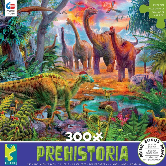 Ceaco Prehistoria Assorted Oversize 300-Piece Jigsaw Puzzle - Perfect for Family Game Night & Educational Fun