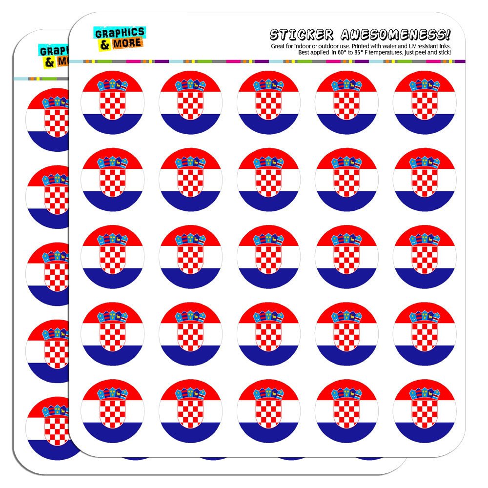 Croatia National Flag 1 Inch Planner Stickers - Opaque Vinyl Decals for Scrapbooking, Bullet Journal, DIY Crafts & Calendar Decoration