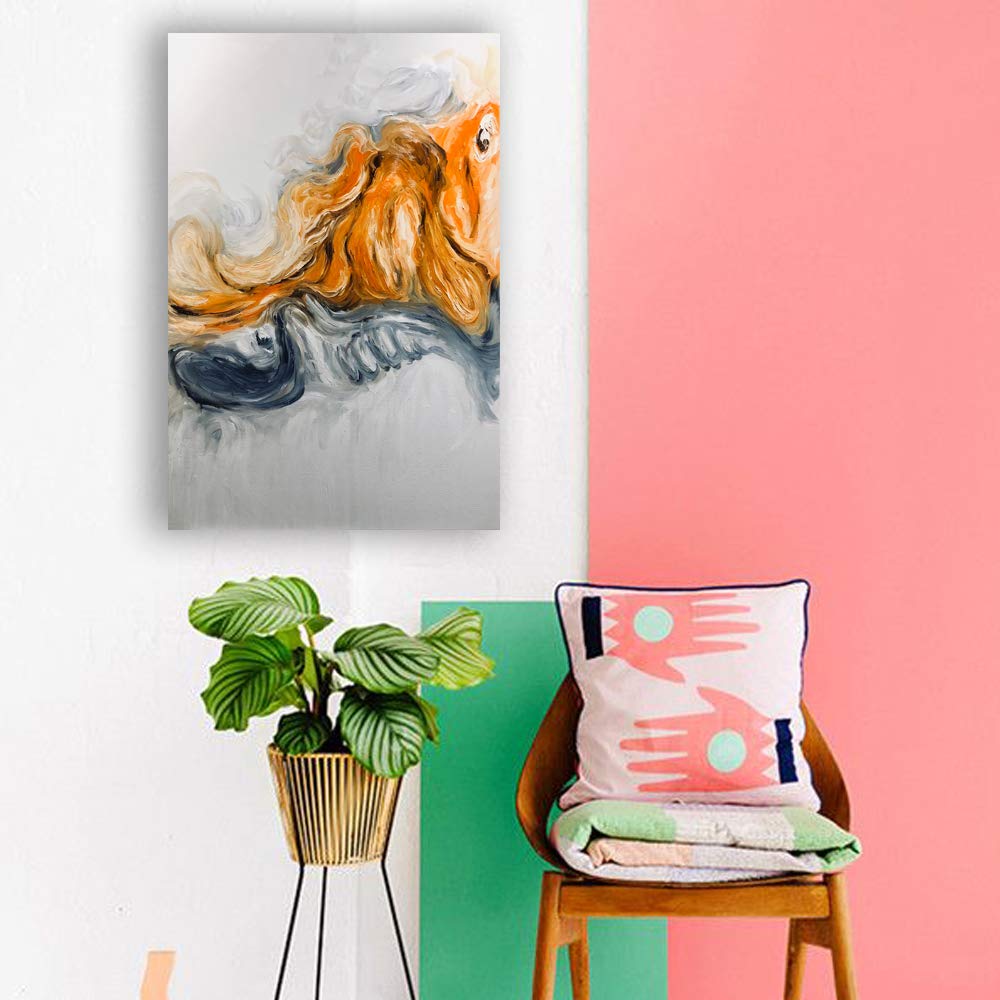 NWT Abstract Ink Painting Canvas Wall Art - Framed Home Decor Prints 32x48 inches | Modern Living Room, Bedroom & Office Wall Decor
