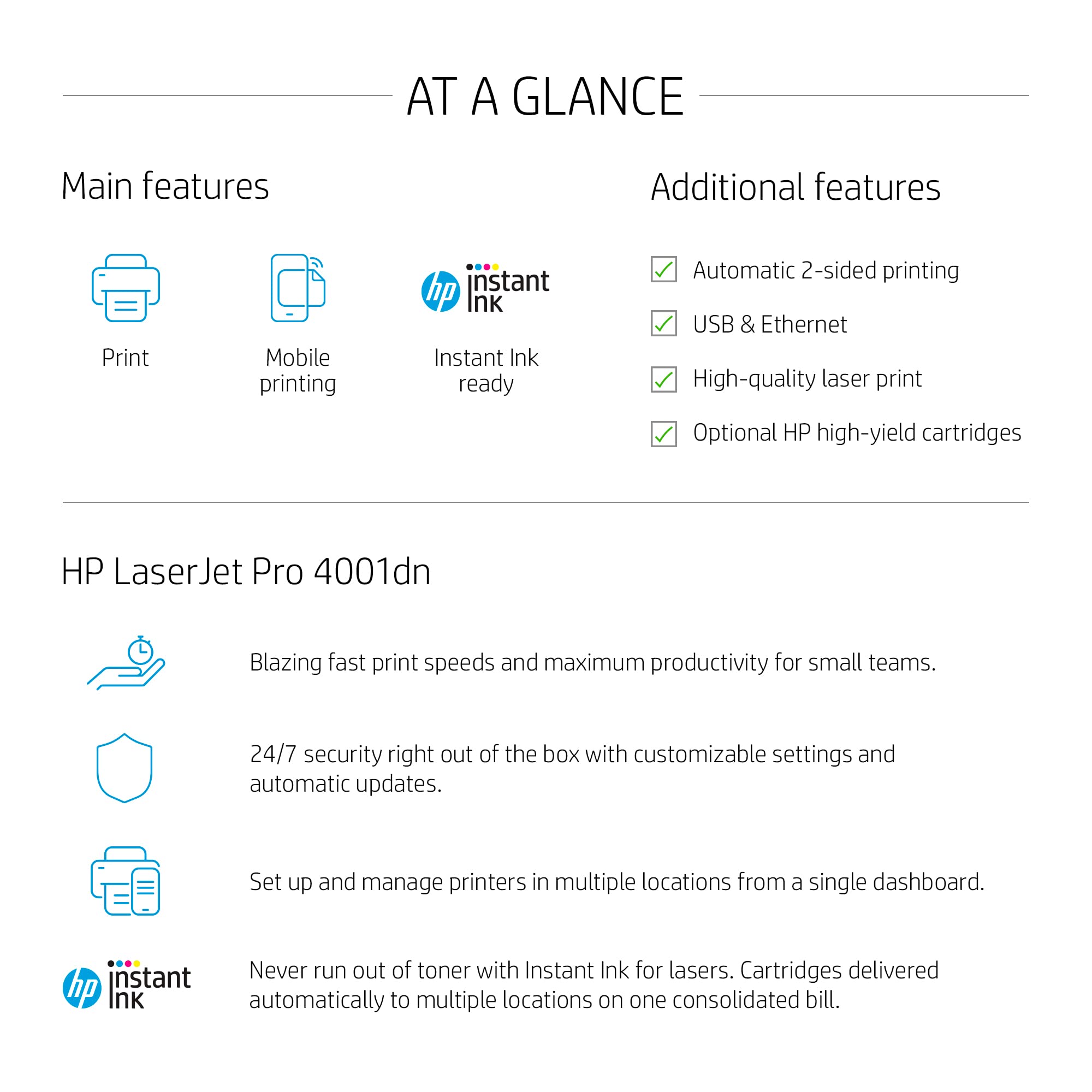 HP LaserJet Pro 4001dn Monochrome Laser Printer - Fast 40ppm, Duplex Printing, Ethernet & USB | Certified Refurbished | Ideal for Home Office, Small Business & High-Volume Printing