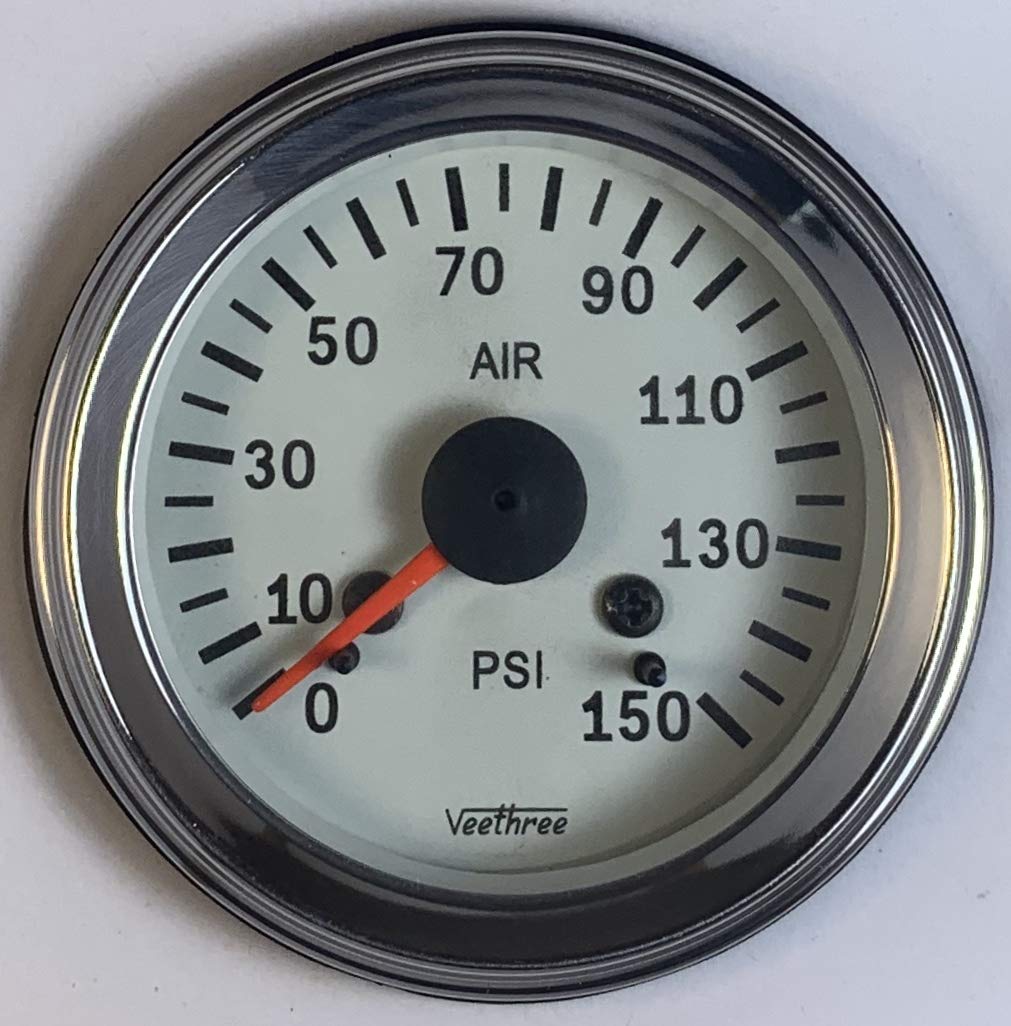 **Mechanical Air Pressure Gauge - Chrome & White Finish | Accurate Tire Pressure Measurement for Cars, Bikes & Trucks**