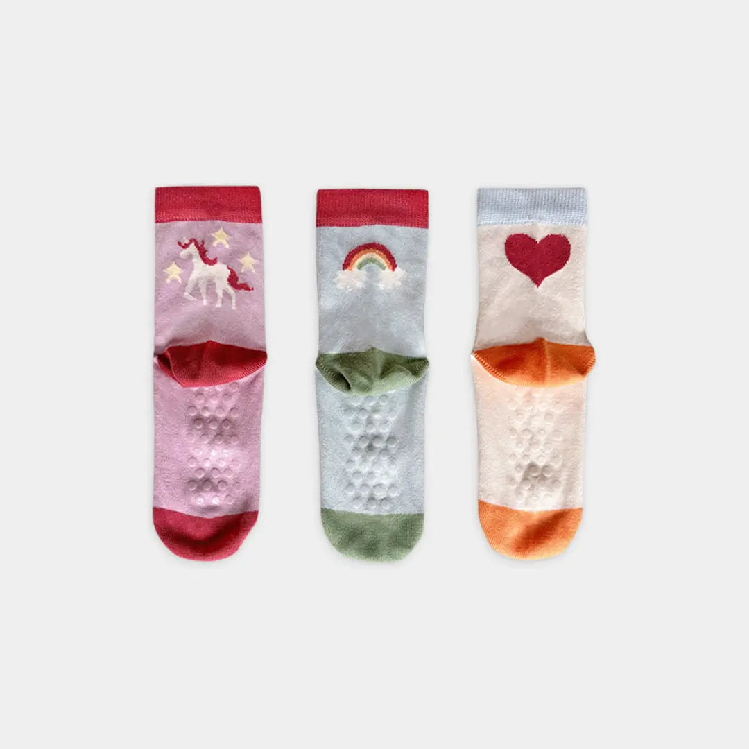 Mixed Patterns Kids Socks 3-Pack - 98% Organic Cotton - Soft & Comfortable for School, Play & Everyday Wear
