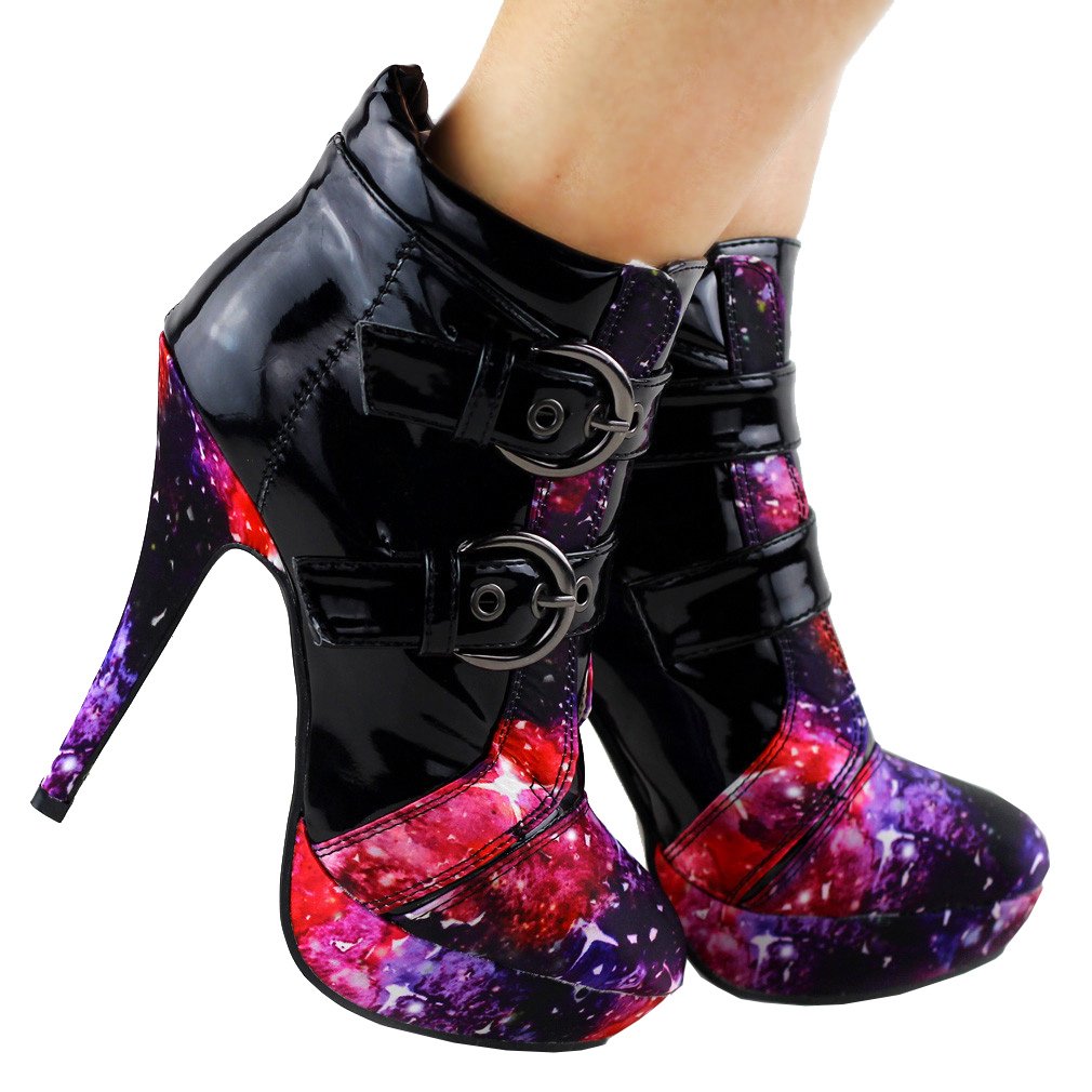 SHOW STORY Punk Buckle Night Sky High Heel Stiletto Platform Ankle Boots Women LF30301 | Gothic Fashion, Night Out & Party Shoes for Women