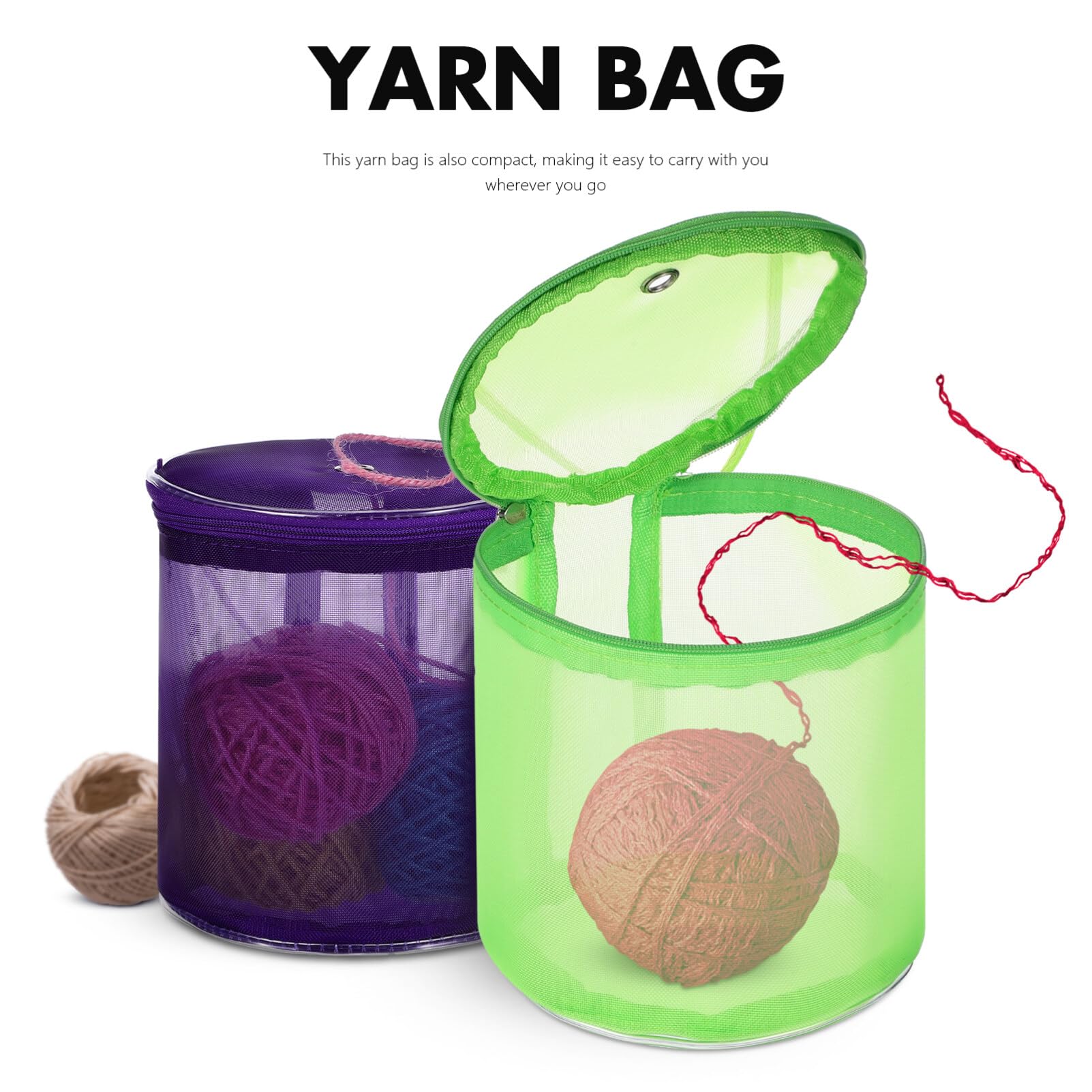 2-Pack Mesh Knitting Yarn Storage Bags - Portable Round Yarn Ball Organizer for Crochet, Knitting & Sewing Accessories | Perfect for Crafting, Travel & Home Organization