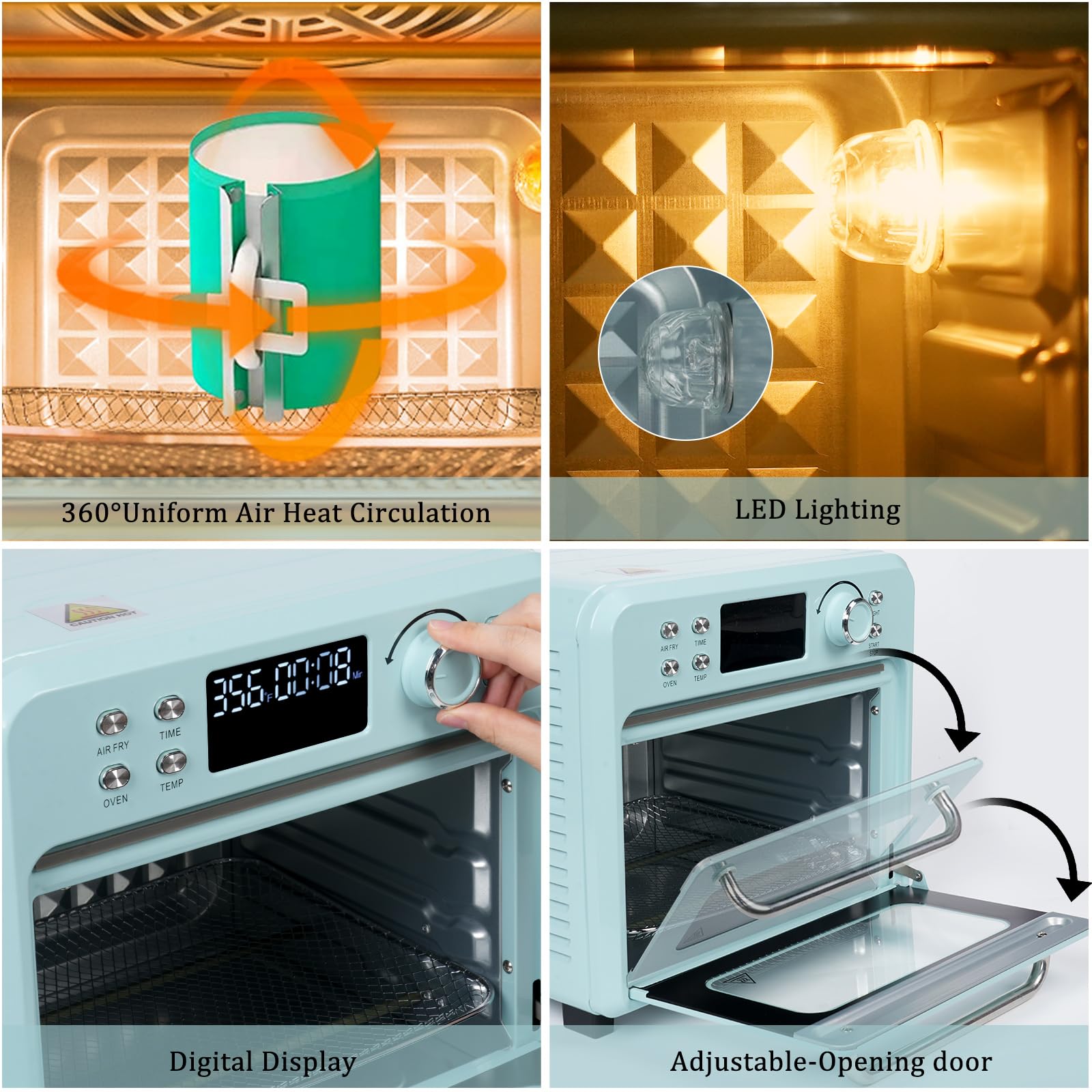 **16L 110V 1400W Sublimation Oven with Digital Display – Convection Heat for T-Shirts, Tumblers, Mugs & Water Bottles – Perfect for DIY Craft & Bulk Sublimation Transfer (Morandi Blue, Includes Glove)**    *(Use Cases: Ideal for small businesses, crafters, and hobbyists creating custom sublimation designs on apparel, drinkware, and promotional items.)*