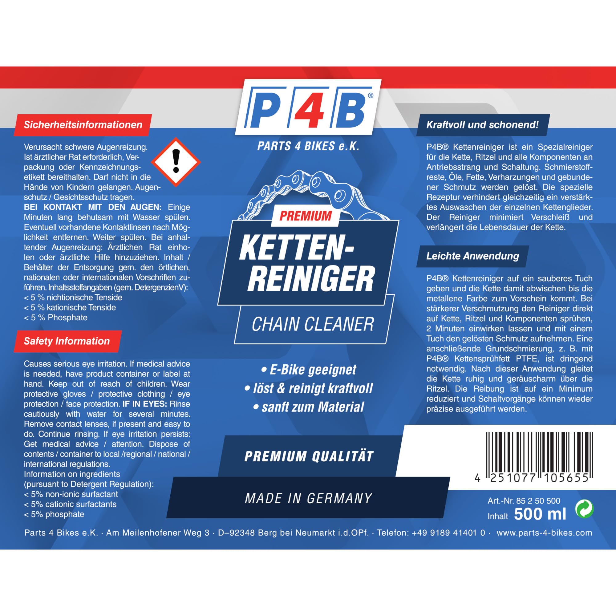 P4B Professional Bike Chain Cleaner & Lubricant - Ideal for Bicycle Chain & Component Maintenance | Perfect for Road Bikes, Mountain Bikes & Commuter Bikes
