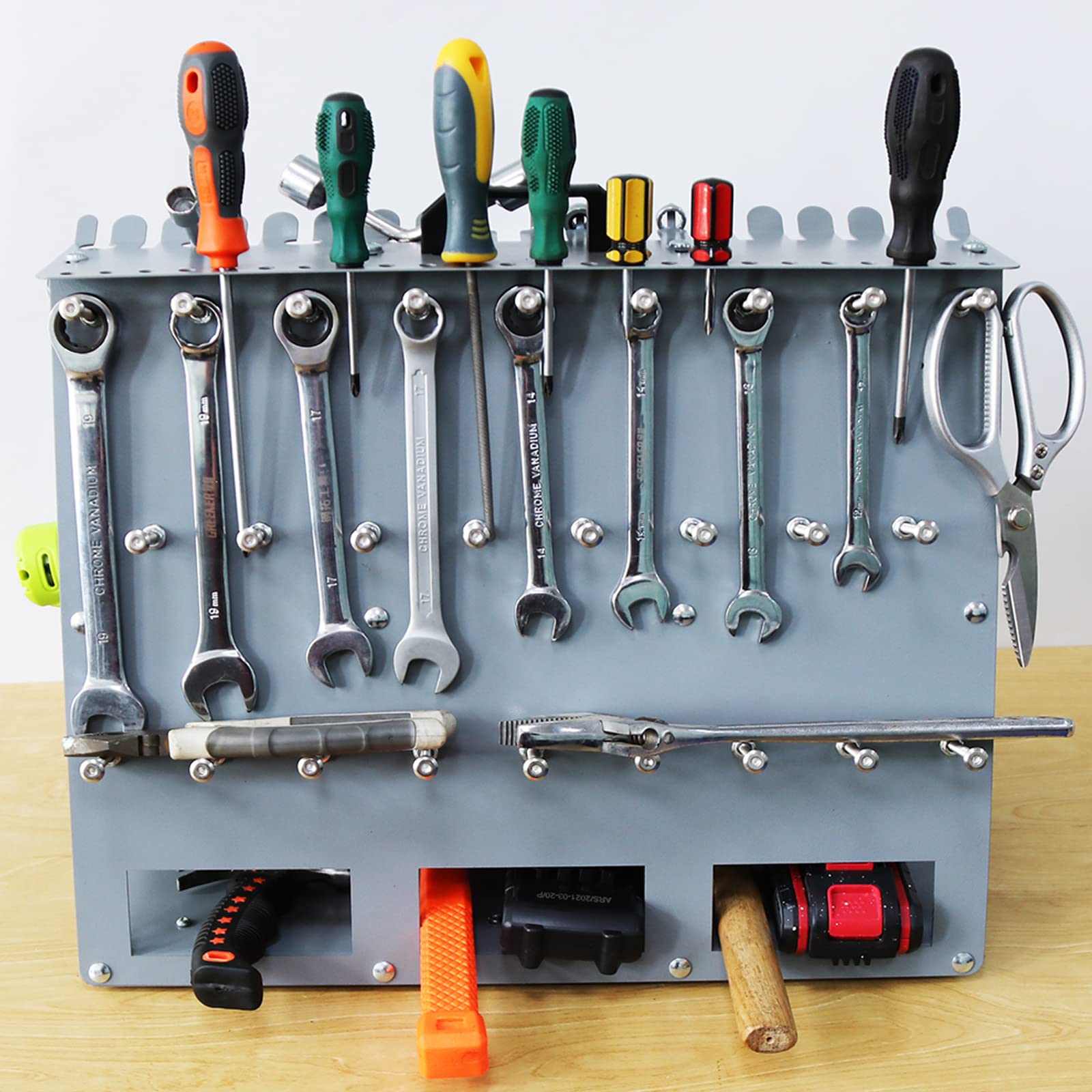 INTSUPERMAI Tool Organizer Rack - Desktop Tool Storage with Charging Station for Drills & Accessories | Perfect for Workshop, Garage & DIY Projects