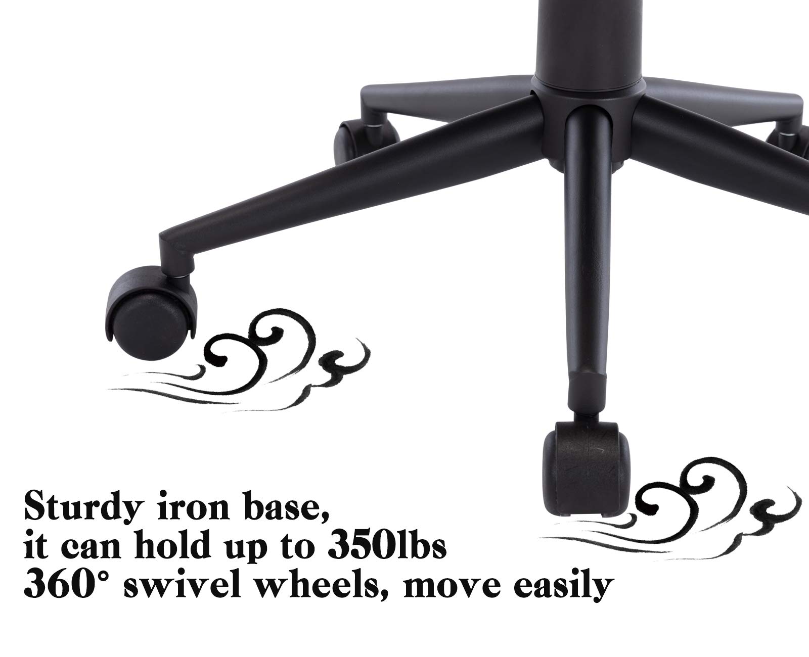 Ergonomic Armless Desk Chair - Faux Leather Adjustable Swivel Rolling Task Chair for Home Office, Study Room & Workspace - Modern Computer Chair in Brown