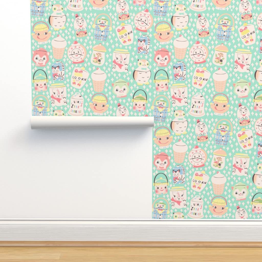 Premium Commercial Grade Wallpaper 27ft x 2ft - Vintage Cookie Jar Christmas Retro Design for Kitchen, Nursery & Traditional Decor | Peel & Stick Wallpaper for DIY Home Renovation, Holiday Decorating & Gift Wrapping Projects
