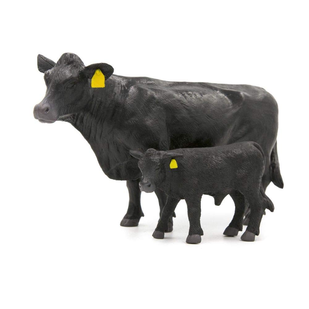 Birsppy Little Busters 1/16 Scale Black Angus Cow and Calf Pair - Realistic Farm Animal Toy Set for Kids, Collectors & Farmhouse Decor - Perfect for Playtime, Educational Learning & Country Themed Displays