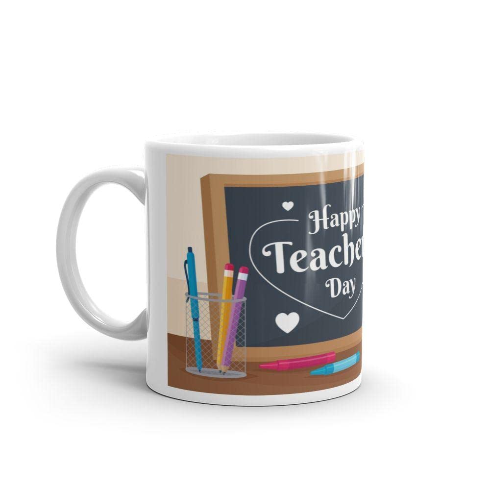 Happy Teachers Day Printed Ceramic Coffee Mug 330ml White | Thoughtful Gift for Teachers, Professors, Educators | Perfect for Classroom, Office, Home Use & Appreciation Gifts