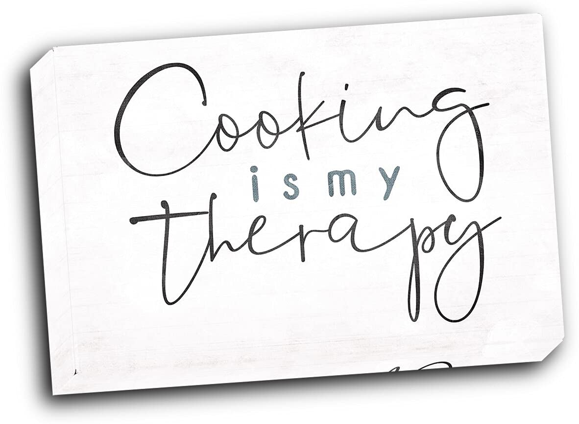 Cooking is Therapy 20x16 Wall Art - Gallery Wrapped Canvas Painting for Kitchen Decor & Home Cooking Inspiration