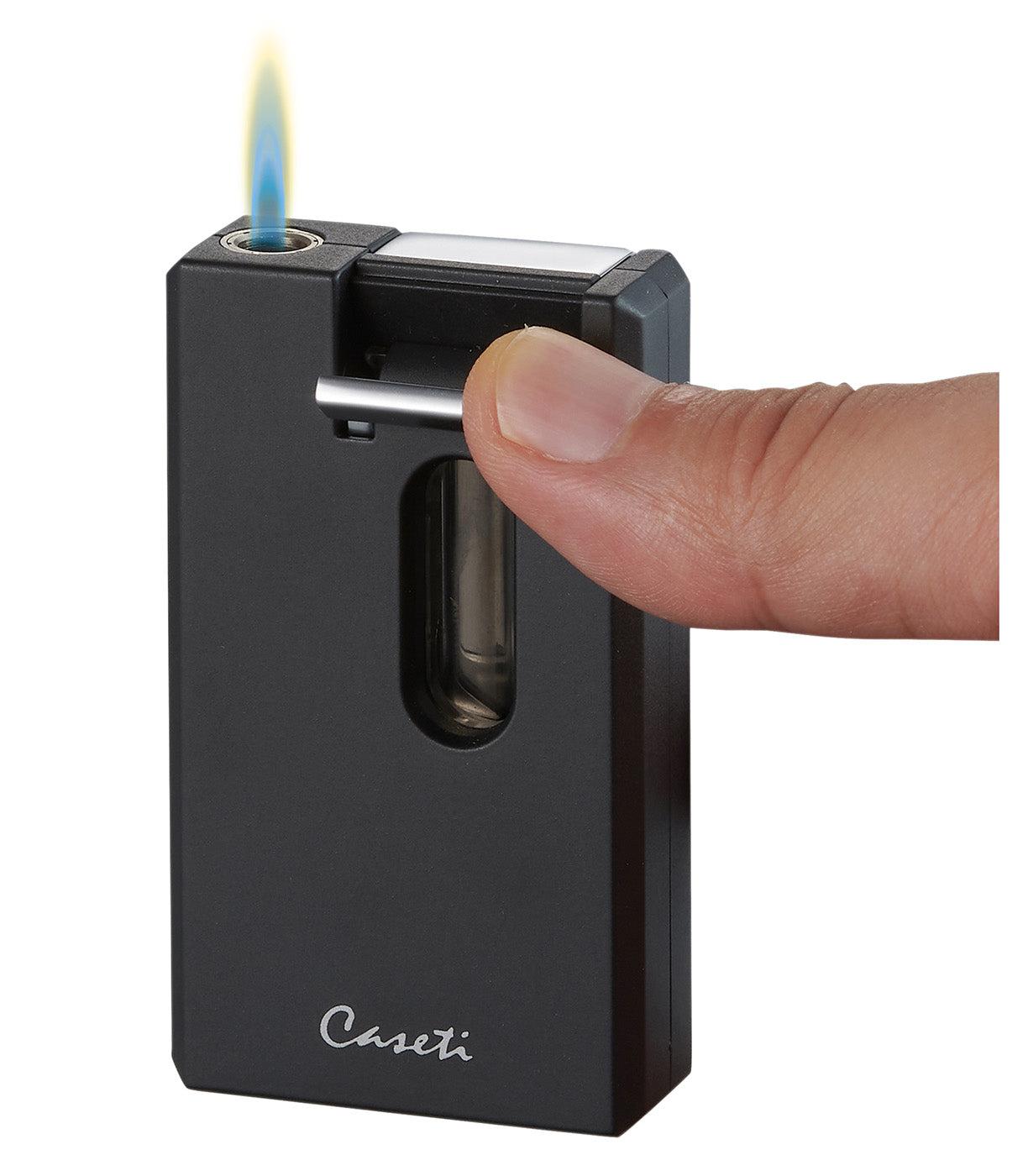 Premium Caseti Urban Flame Lighter & Wedge Cutter - Black | Windproof Butane Lighter with Cigar Cutter | Perfect for Cigars, Candles & Outdoor Use