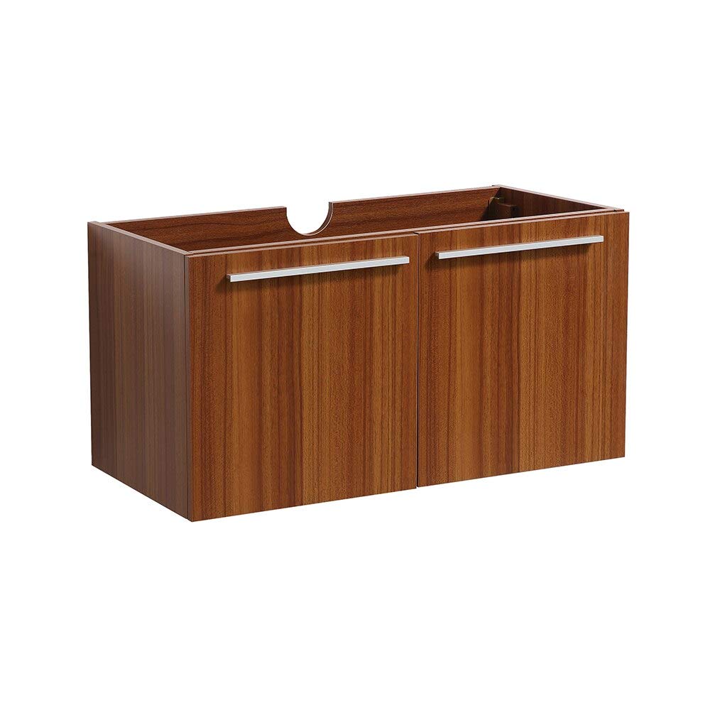 Fresca Vista 30 Inch Teak Wall Mounted Modern Bathroom Vanity Cabinet - Solid Wood Storage for Bath Essentials (Sink Not Included) | Perfect for Small Bathrooms, Powder Rooms & Contemporary Home Decor