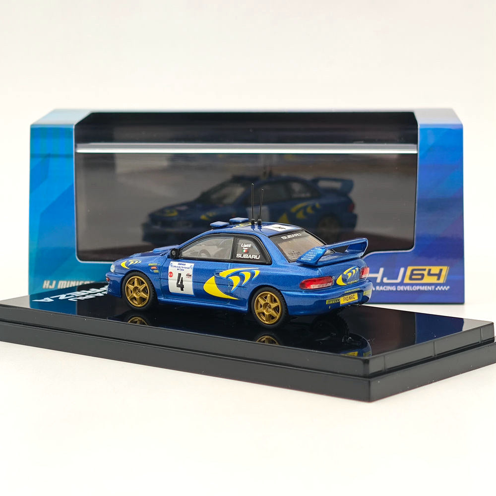 1/64 Scale Subaru Impreza WRC 1997 #4 Tour de Corse Blue Diecast Model Car - Collectible Hobby Japan Miniature for Racing Enthusiasts & Display Showcase