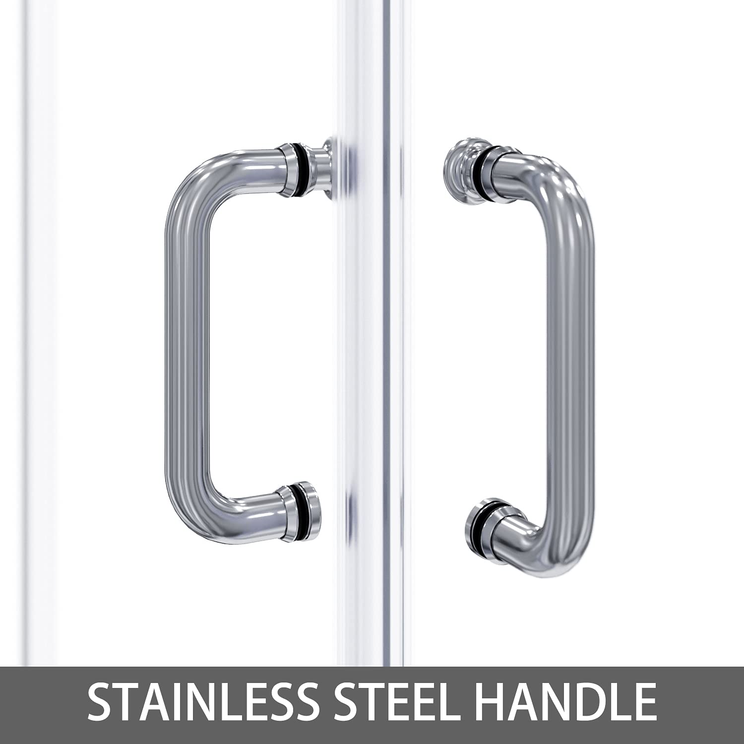 Elegant 34x34x72 Inch Corner Shower Enclosure with Double Sliding Doors & 2 Stationary Panels - 1/4