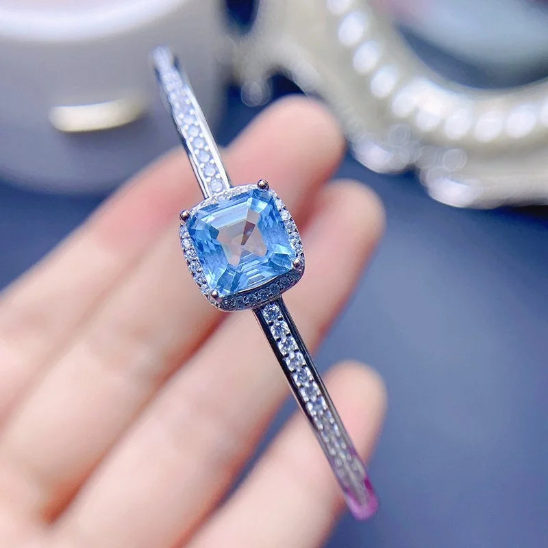 Swiss Blue Topaz Eternity Bracelet for Sagittarius - Sterling Silver Adjustable Women's Jewelry | Perfect for Birthdays, Anniversaries & Special Occasions
