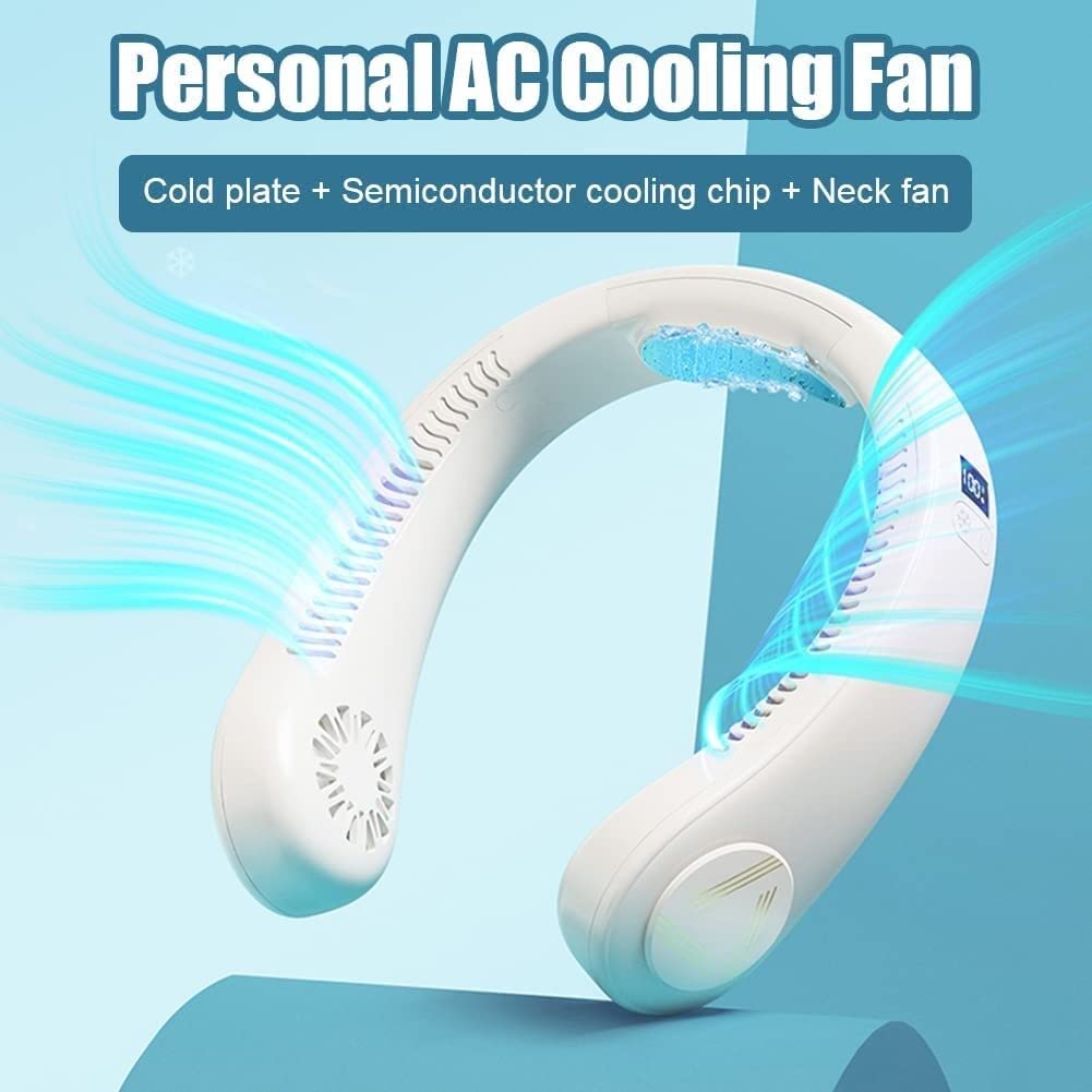 JYYBN 2022 Bladeless Wearable Neck Fan with Air Conditioning & Refrigeration - Portable Personal Cooling Fan for Travel, Outdoor, Office & Home Use - Fast Cooling 50°F to 68°F (Black) | Perfect for Summer, Hiking, Sports & Hot Weather