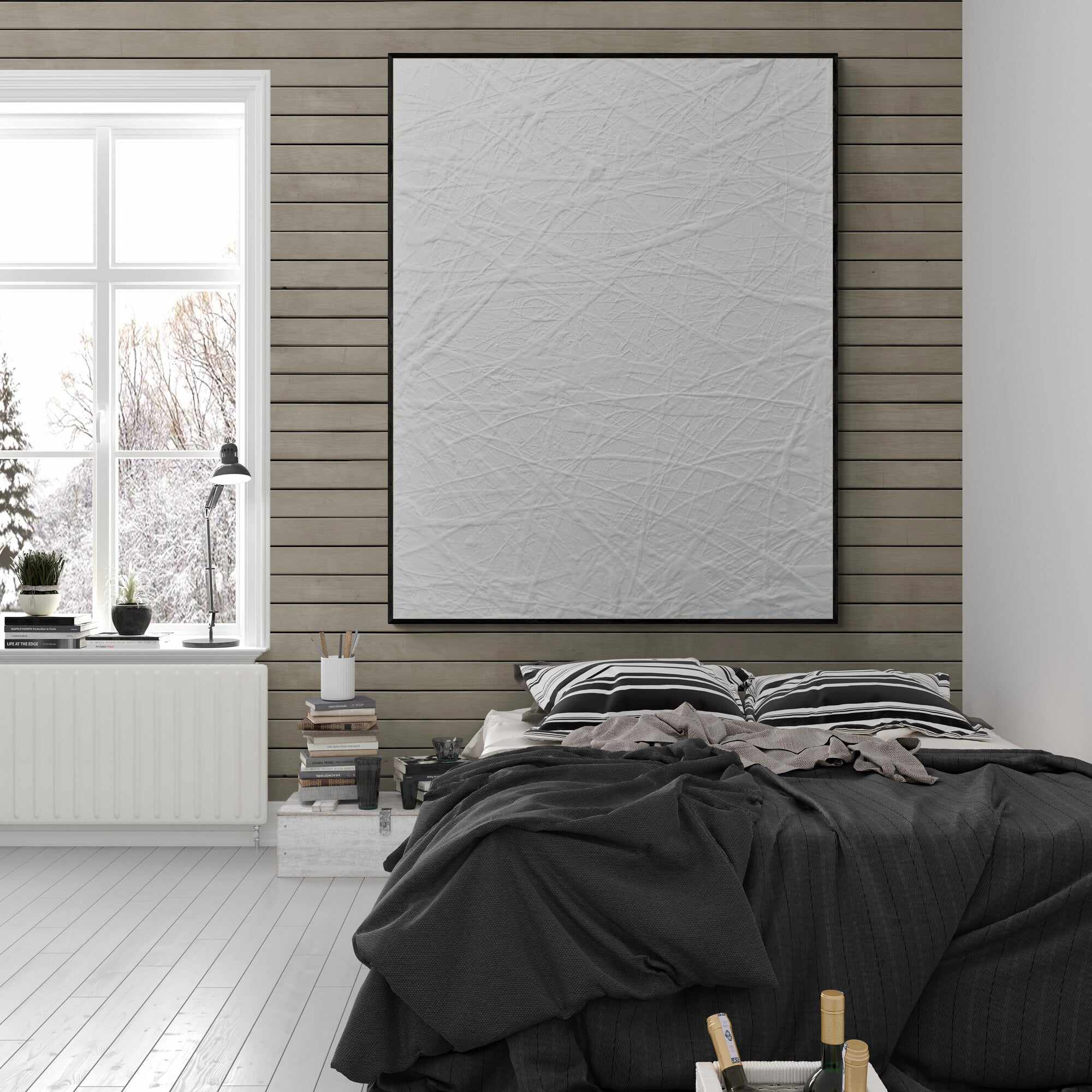 140cm x 180cm White Textured Abstract Canvas Painting - Modern Large Wall Art for Living Room, Bedroom & Office Decor