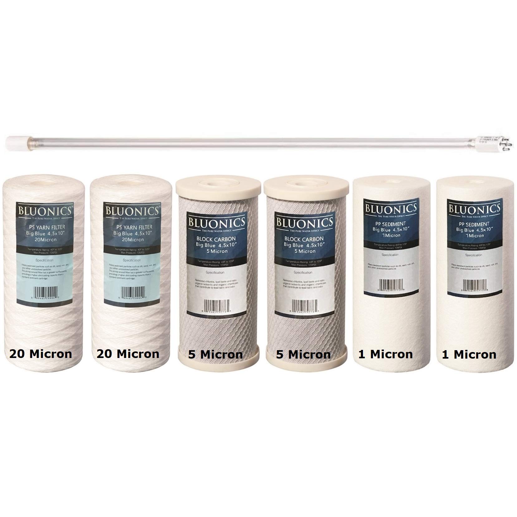 BLUONICS 3-Pack Whole House Water Filter Set - 4.5