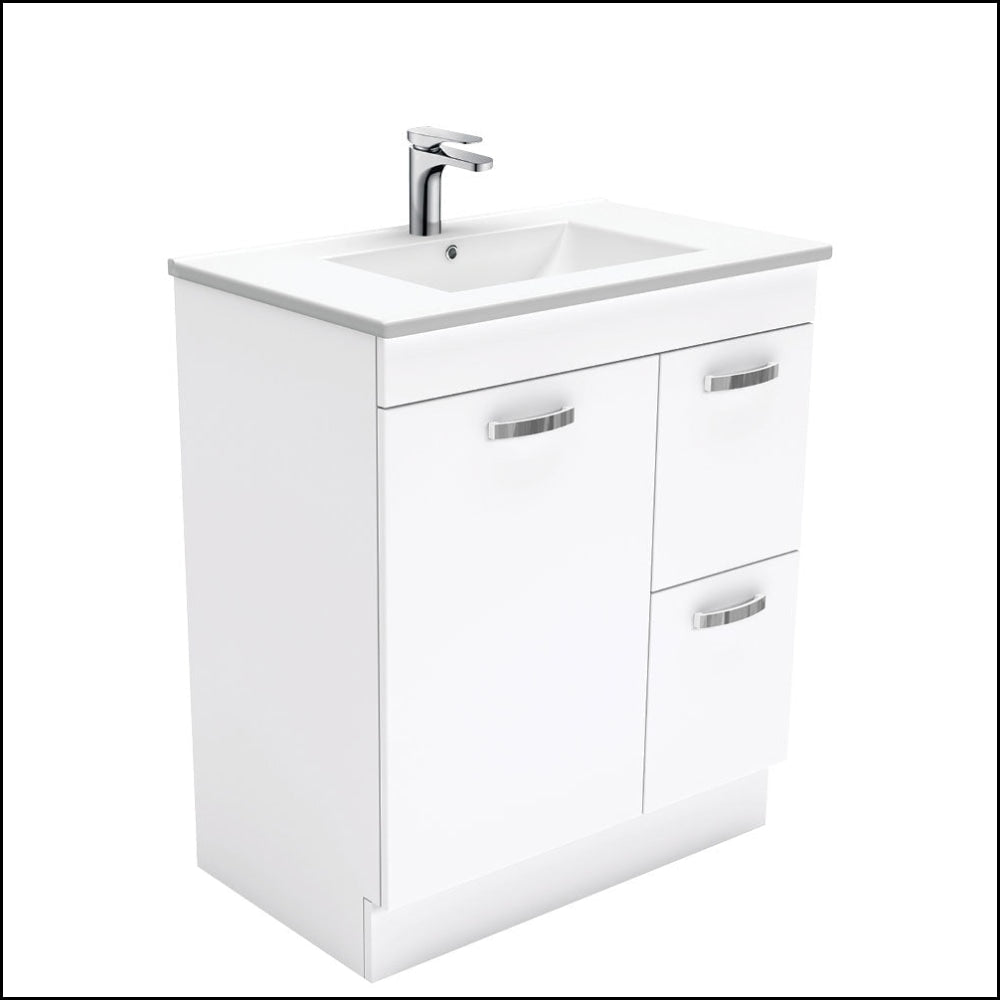 Fienza Dolce TCL75NKWR 750mm White Bathroom Vanity with Kicker & Right Hand Drawers - Modern Sink Cabinet for Small Bathrooms, Powder Rooms & Master Baths