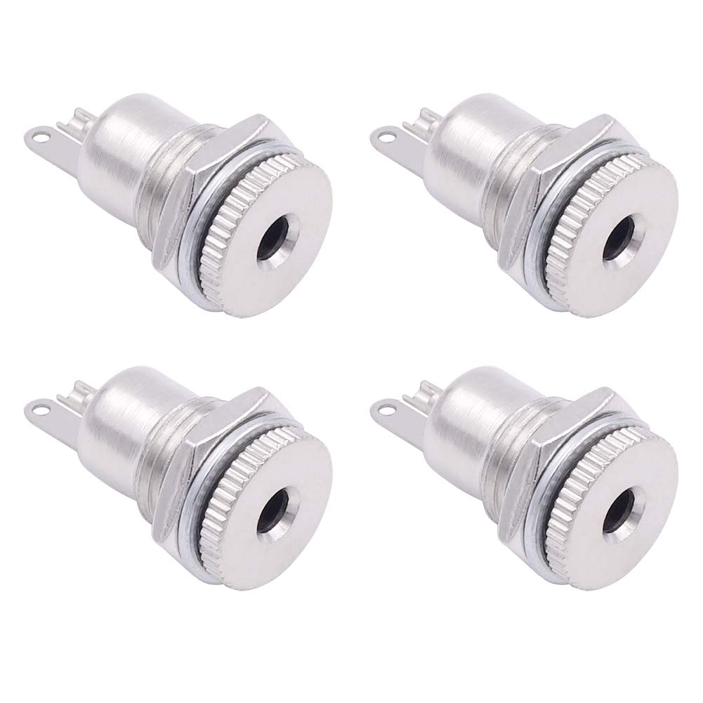 4 Pack 3.5mm x 1.35mm Female DC Power Jack Connector - 2 Pin Solder Type Metal Panel Mount Socket Adapter for Power Supply, CCTV Cameras, Audio Equipment & DIY Electronics Projects