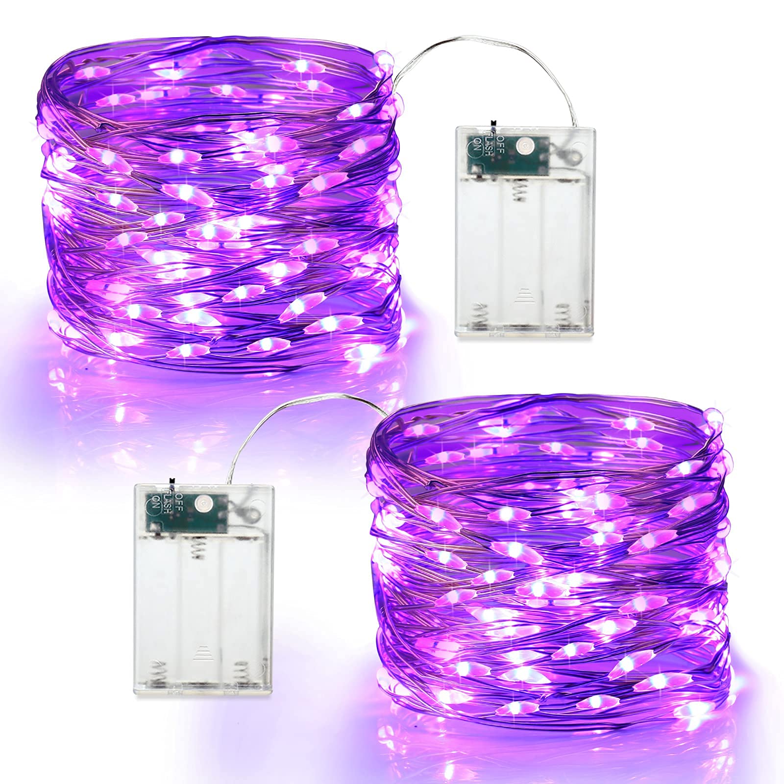 Brizled 2 Pack 60 LED Purple Halloween Fairy Lights + 100 LED 5MM Purple String Lights - Indoor Halloween Decorations for Party, Home, Yard & Outdoor Decor