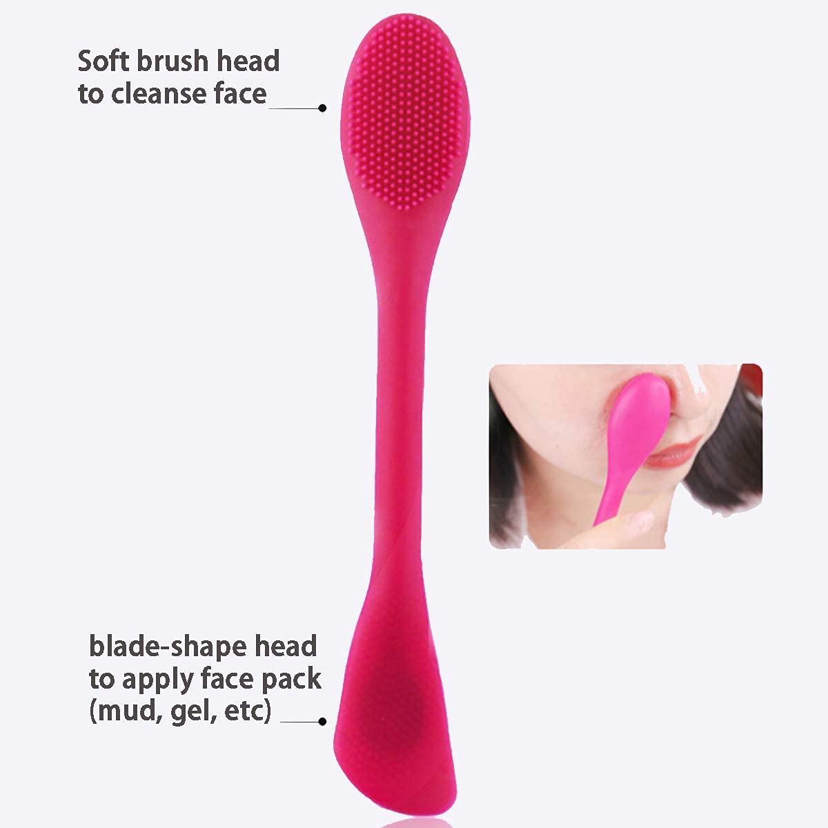 MobFest® Silicone Double-Ended Face Mask Brush - Soft Facial Cleansing & Exfoliating Tool for Skincare | Perfect for Applying Clay Masks, Serums & Creams