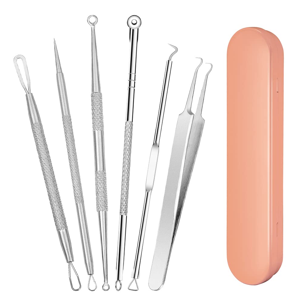 Professional Blackhead Remover & Pimple Popper Tool Kit - 6-Piece Stainless Steel Acne Comedone Extractor for Blackheads, Whiteheads & Blemishes - Safe & Effective Skin Care Tools for Facial Treatment & Spa Use