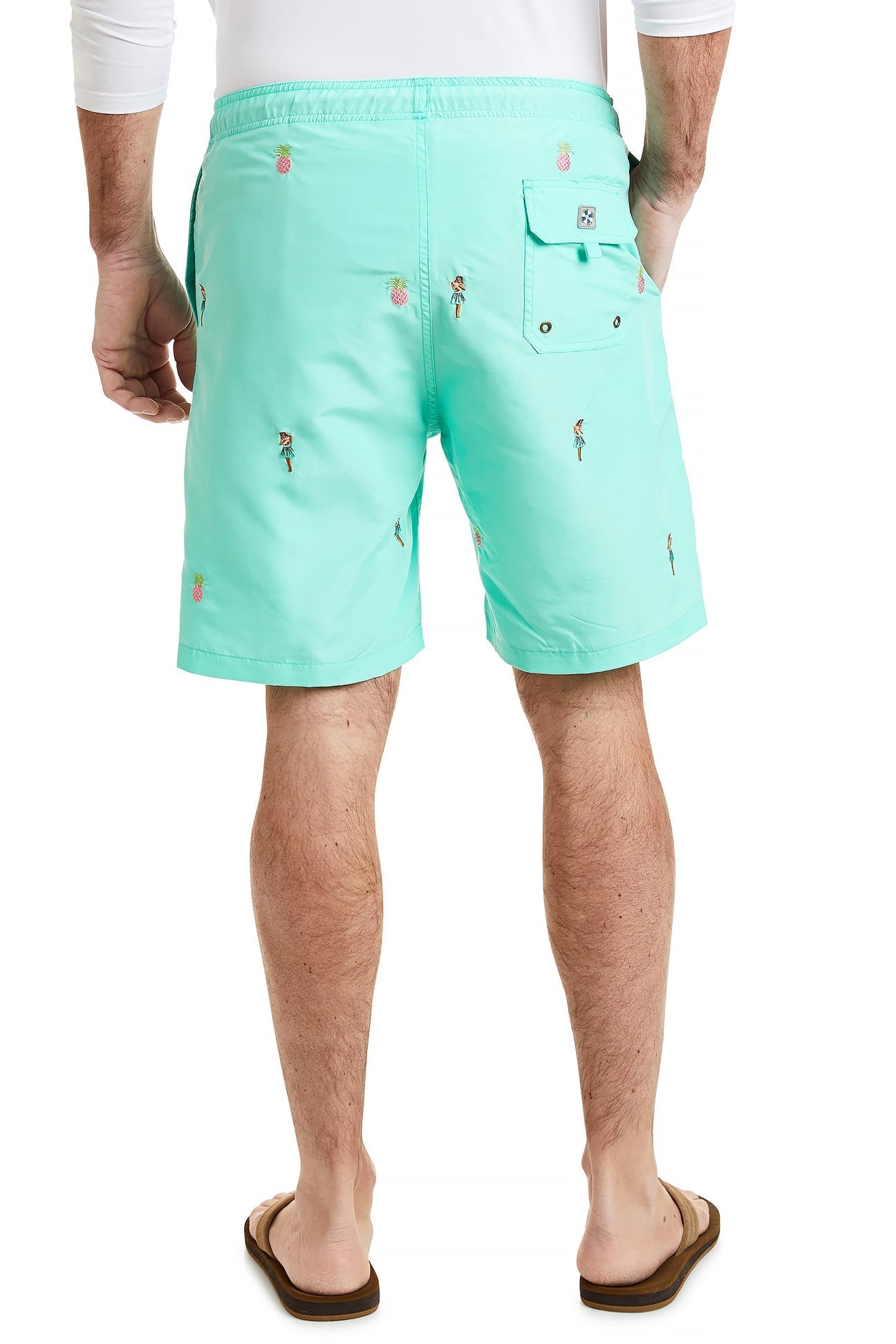 Sandbar Swim Suit Seagrass Print with Hula Girl & Pineapple Design - Perfect for Beach Vacations, Pool Parties & Summer Getaways