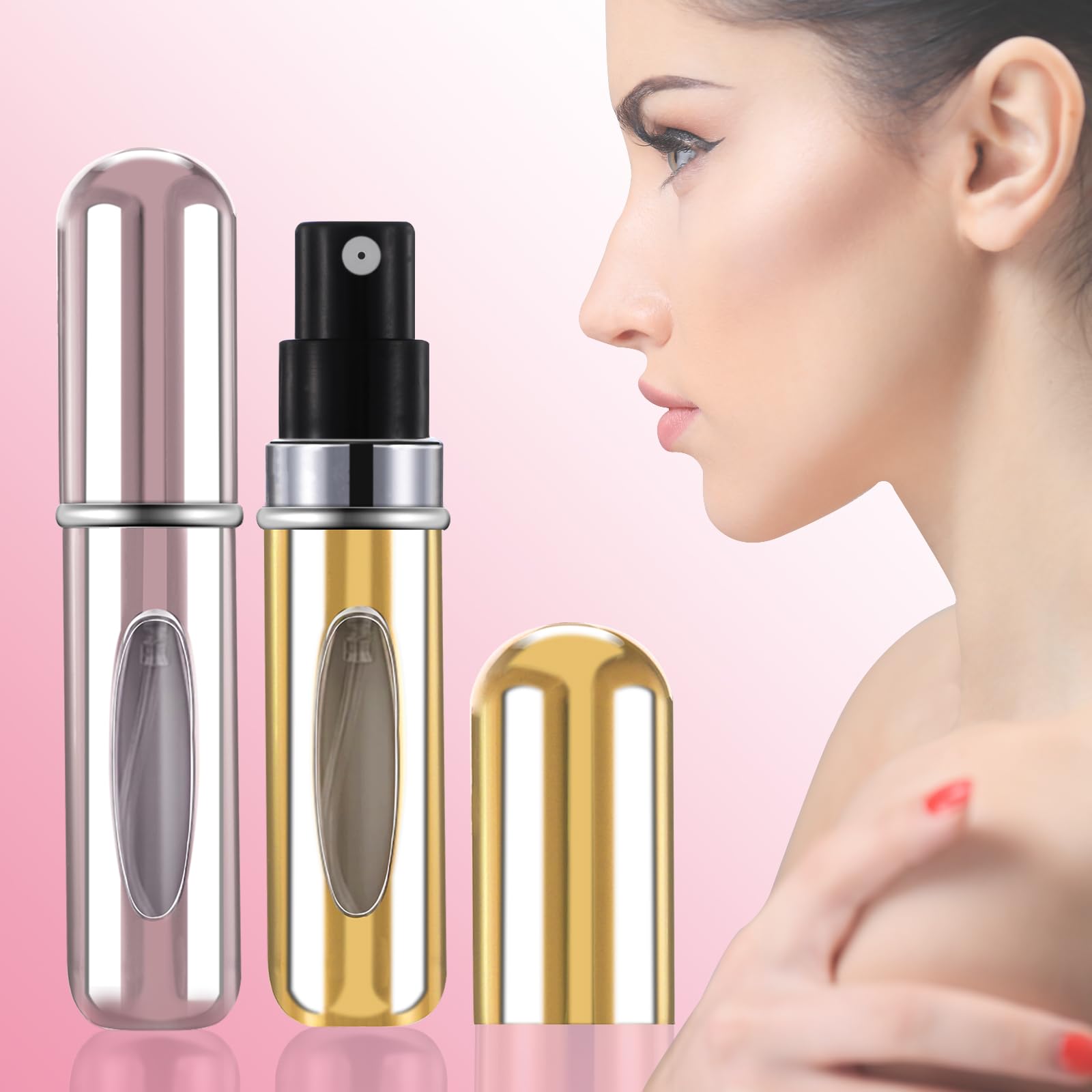 4 Pcs 5ml Refillable Travel Perfume Bottle Atomizer Sprayer - Portable Perfume Spray Bottle for Women & Men - Perfect for Airplane Carry-on, Gym Bag, Purse & Vacation Essentials