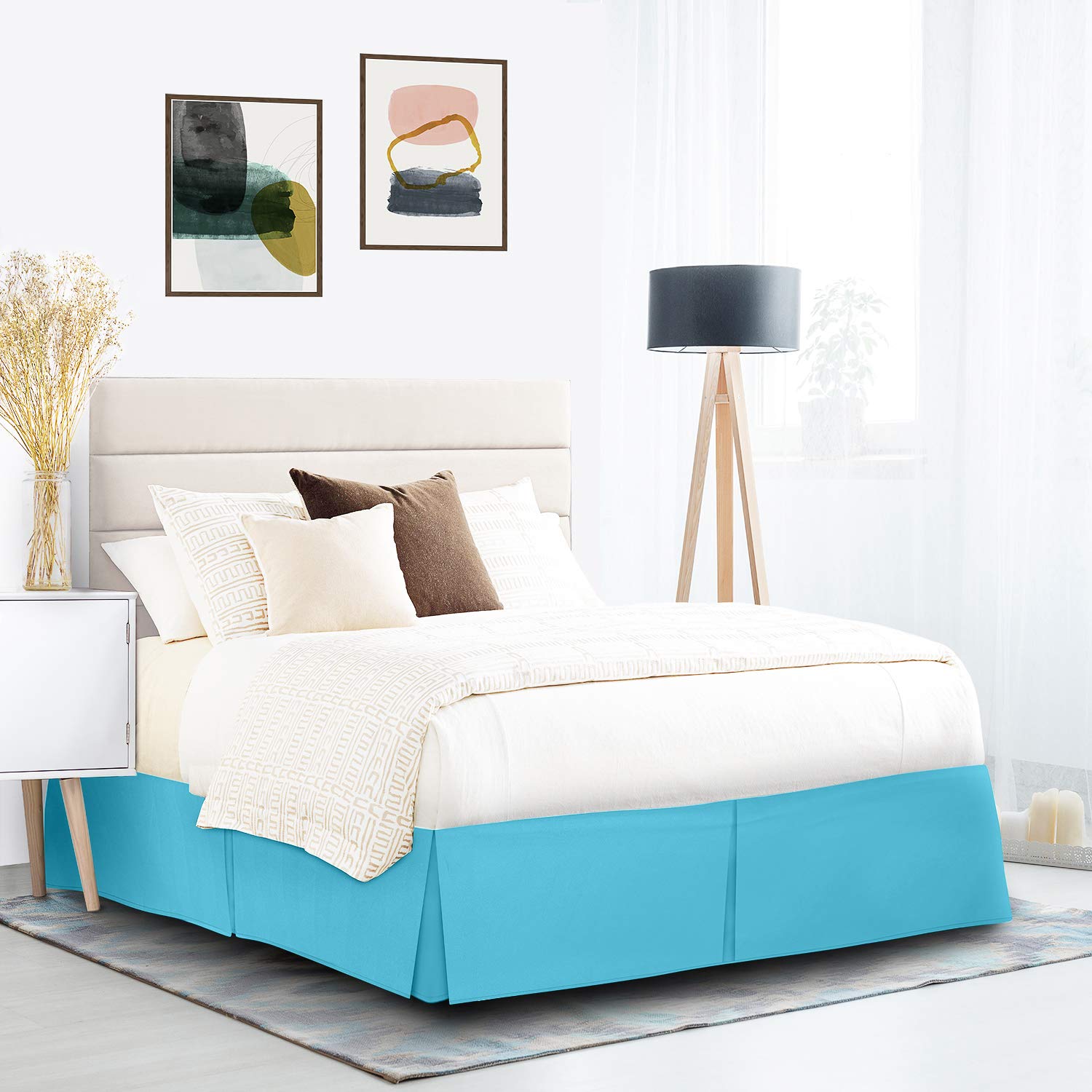 Nestl Beach Blue Twin XL Bed Skirt - 14 Inch Drop Brushed Microfiber Hotel Quality Pleated Bed Skirt - Shrink & Fade Resistant - Perfect for Guest Rooms, Dorms & Luxury Bedding