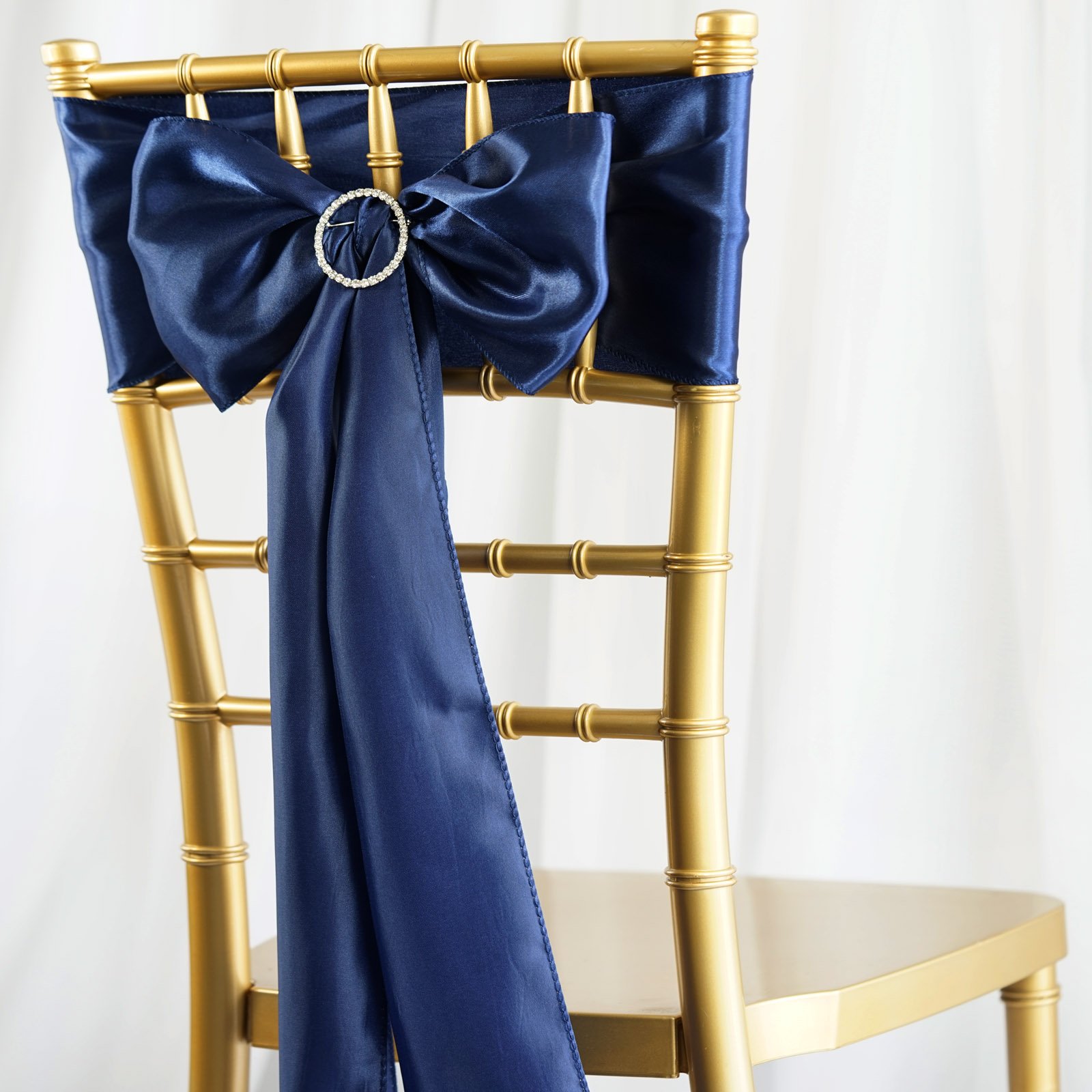 Elegant Navy Blue Satin Chair Cover Bows - 50 Pack for Weddings, Banquets, Parties & Events - Perfect for Reception Decorations, Engagement Celebrations & Formal Gatherings